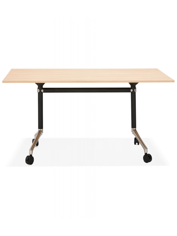 KADIMA DESIGN Klappbarer Schreibtisch aus Holz und Metall | Beige Naturholz Optik in Beige günstig kaufen