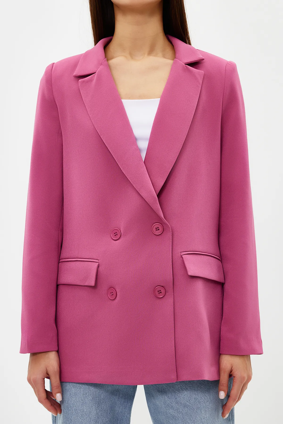 Trendyol Collection  Rosa, normal gefütterte, zweireihige, gewebte Blazerjacke TWOAW21CE0264