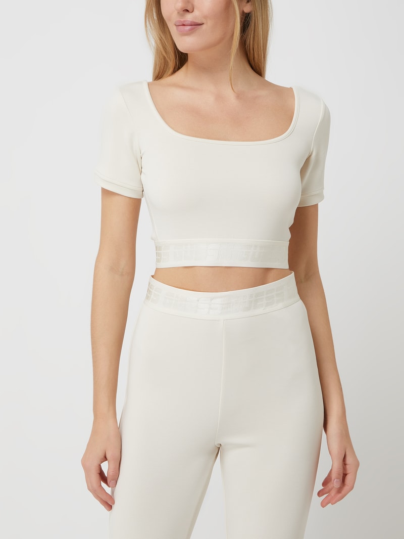 Cropped Shirt aus Scuba in sand