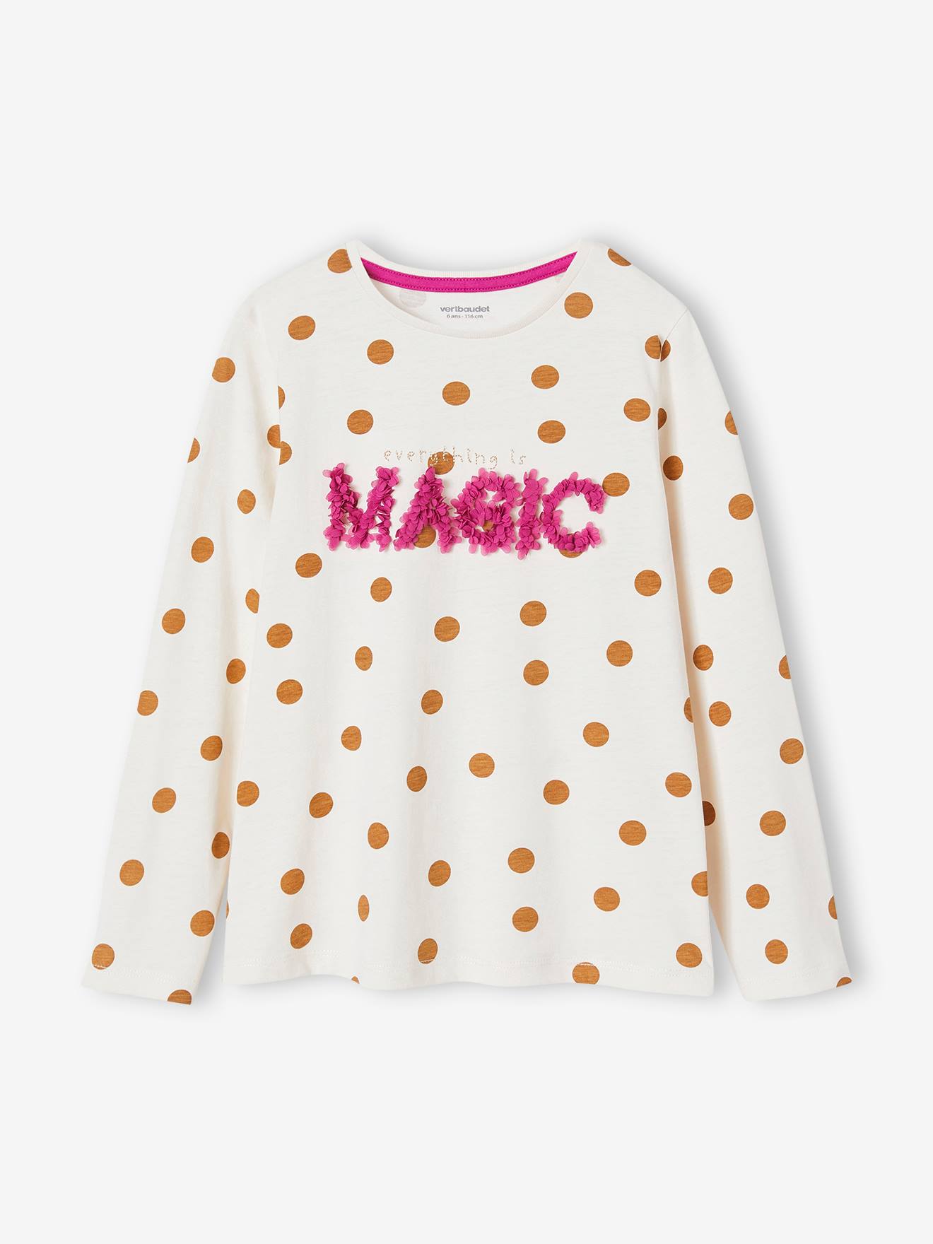 Vertbaudet Mädchen Shirt mit Reliefschrift - braun