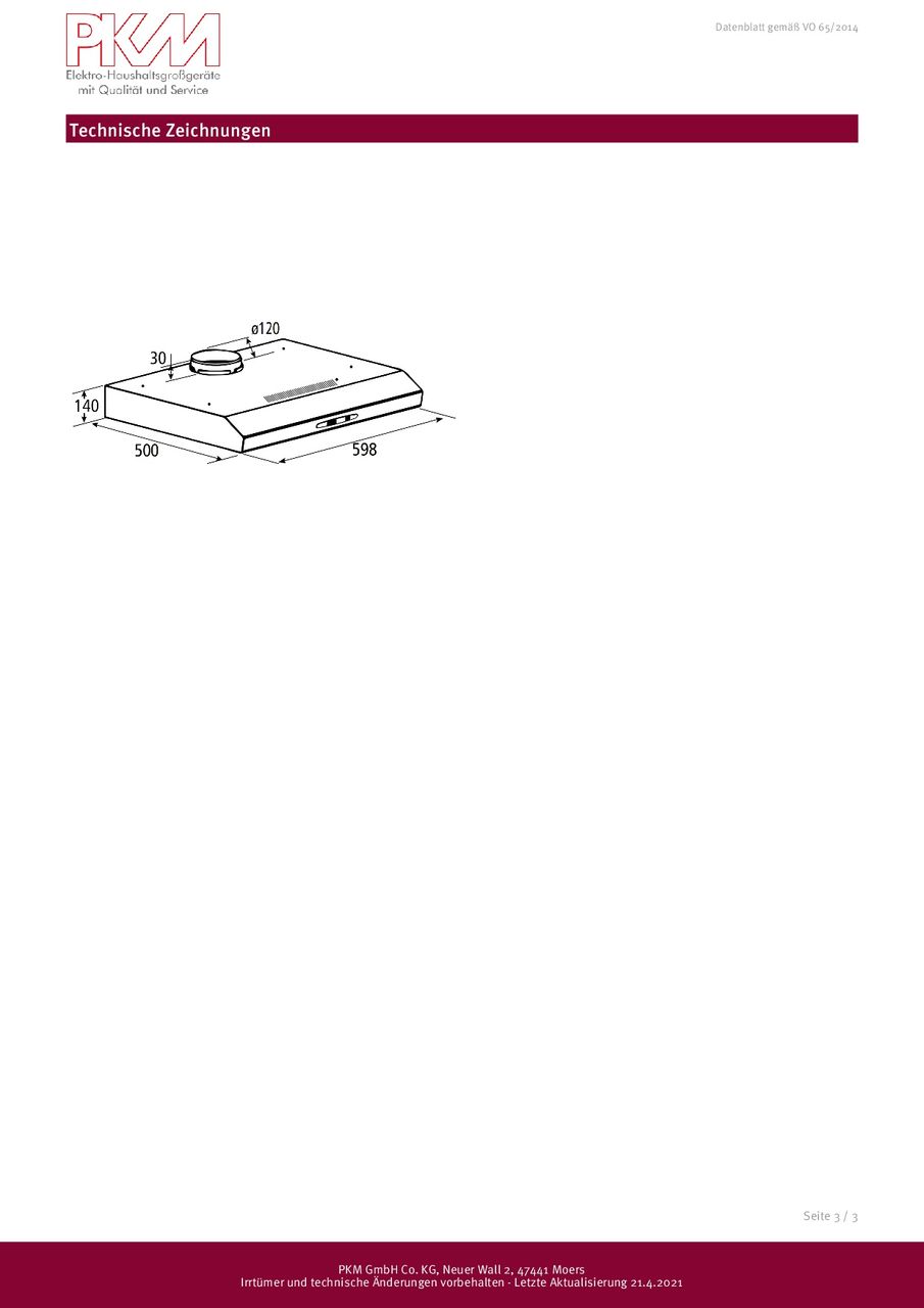 PKM Dunstabzugshaube UBH3001 X