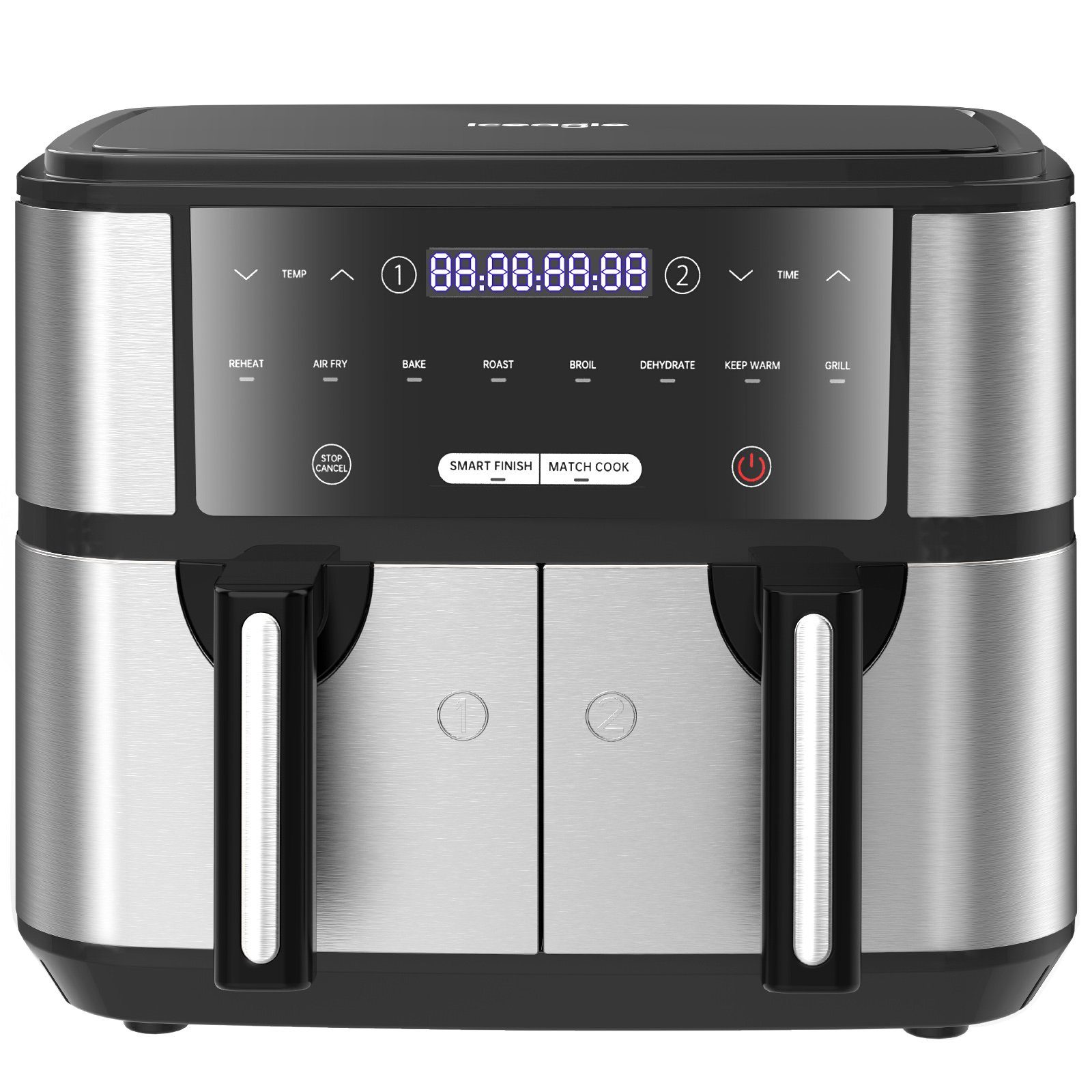 Sintech Heißluftfritteuse Dual Zone Heißluftfritteuse 9L, 8 Programmen Airfryer mit 2 Körben, Friteuse Heissluft ohne Öl, Dual Cook