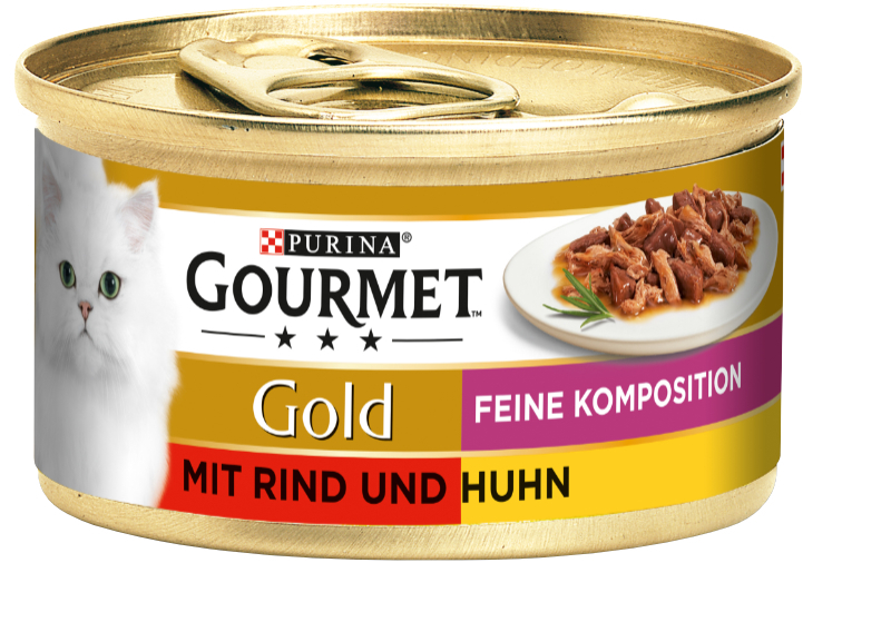 GOURMET Nassfutter GOURMET Gold Feine Komposition 12x85g Rind & Huhn
