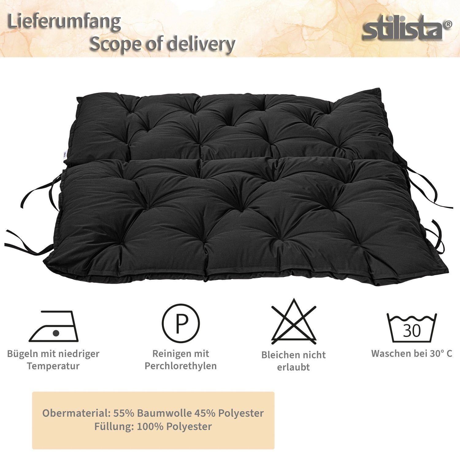 STILISTA Bankauflage Sitzauflage Bankkissen Polsterauflage Sitzkissen, 100 x 98 x 8 cm, Indoor und Outdoor, Farbauswahl