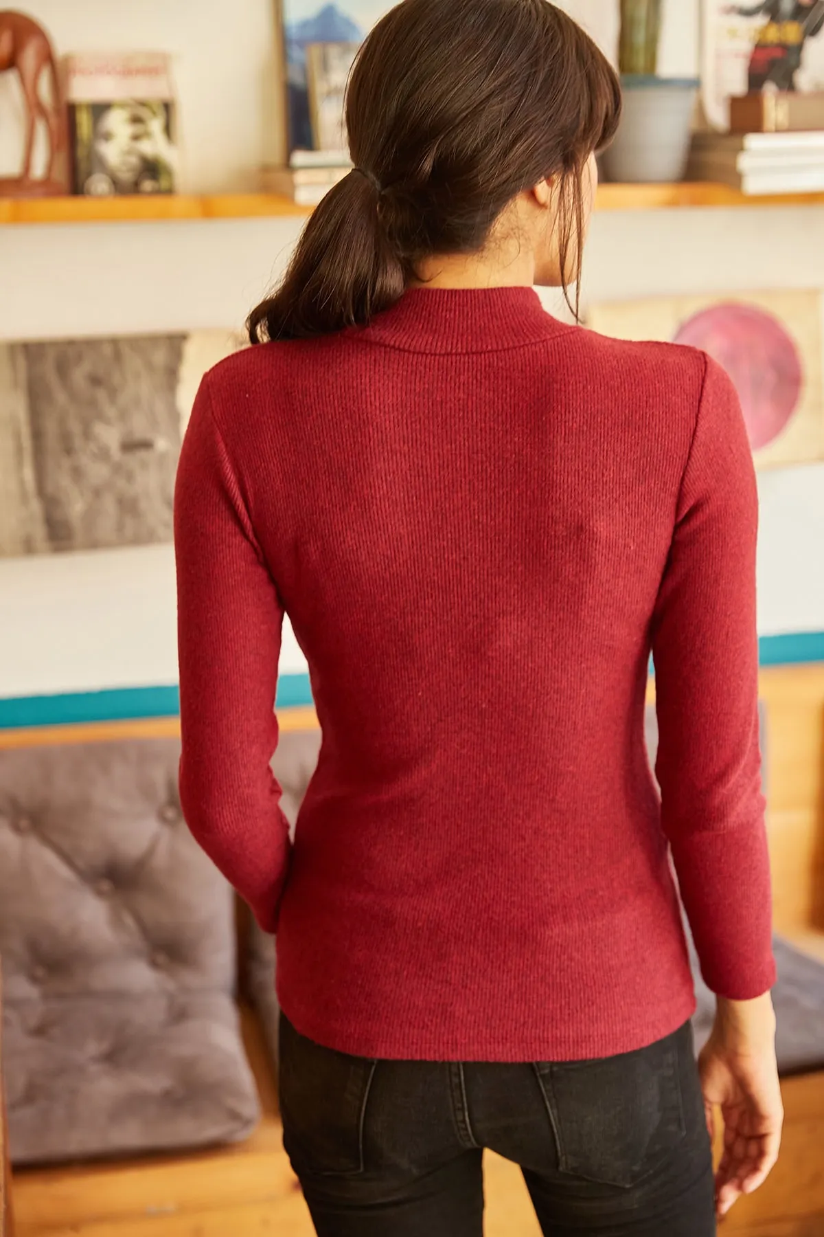 Olalook  Pullover - Bordeaux - Figurbetont