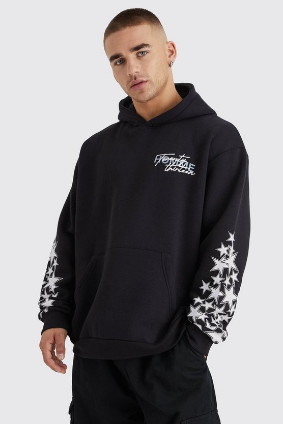 Oversize Hoodie mit Sternen Graffiti-Print