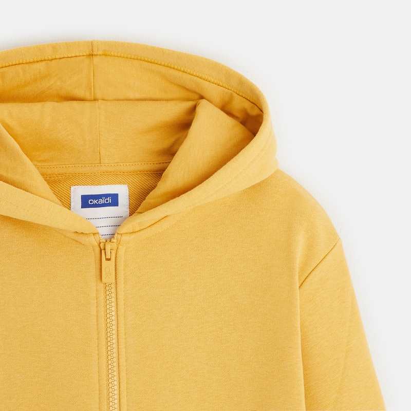 Sweat zippé à capuche jaune garçon