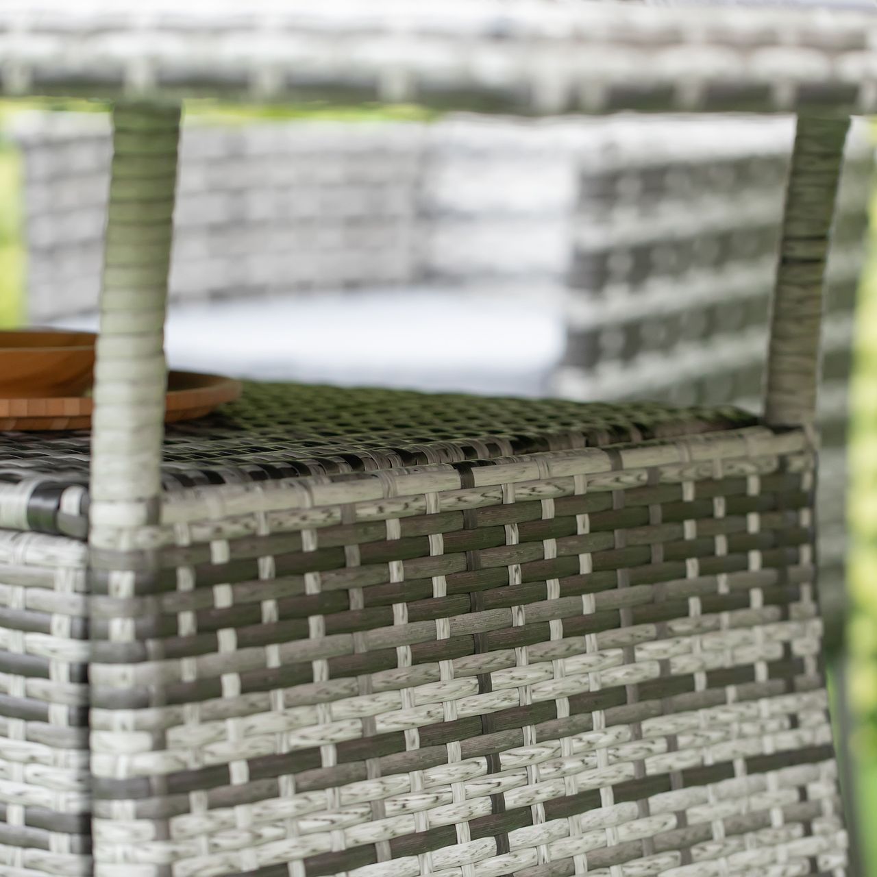 Outsunny Gartentisch Glastisch Esstisch Gartenmöbel Tisch, Polyrattan Sicherheitsglas, Grau Schwarz, 150x85x74cm