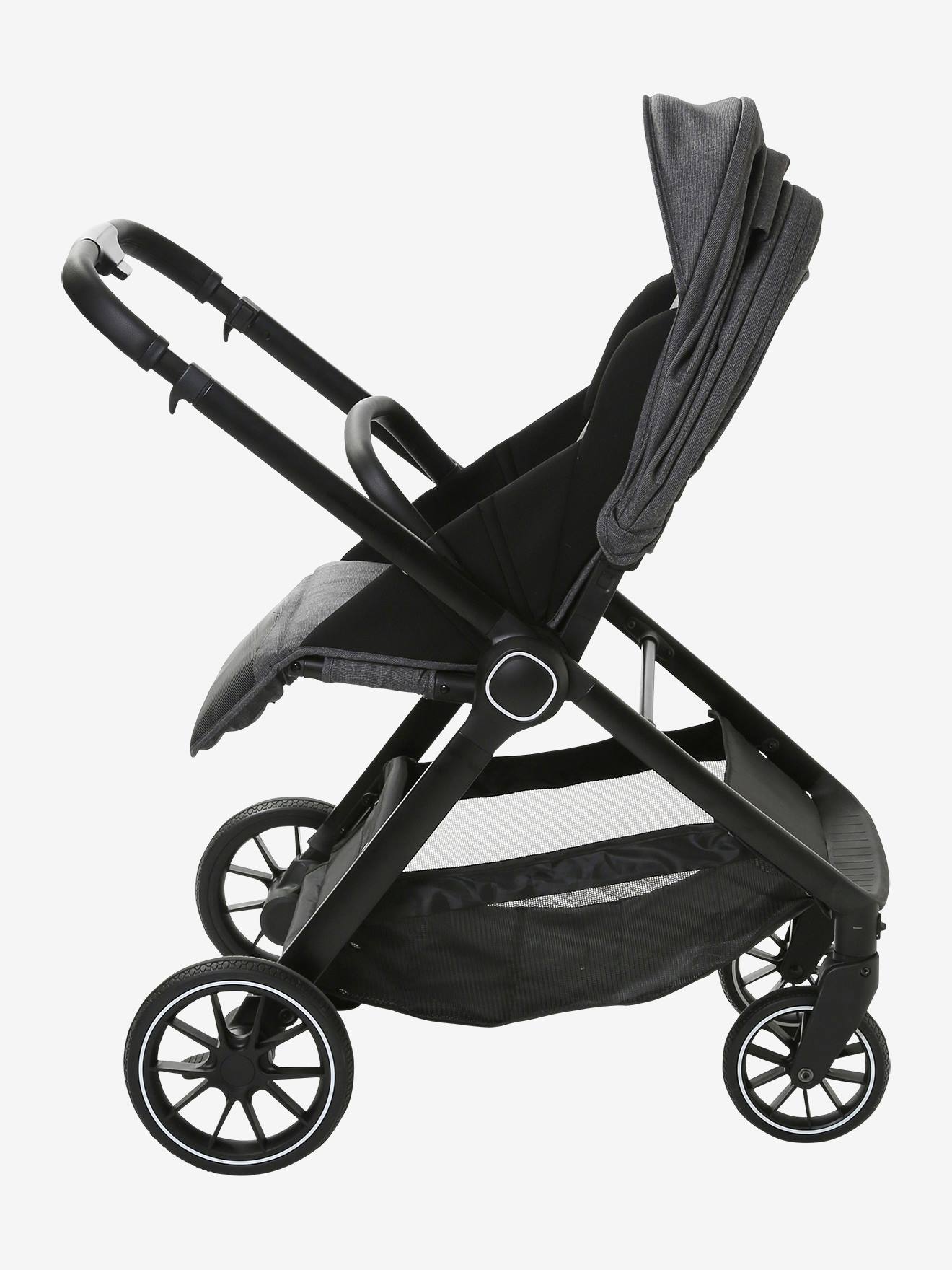 Vertbaudet Kombi-Kinderwagen AURIGA mit Babyschale & Babywanne - schiefergrau
