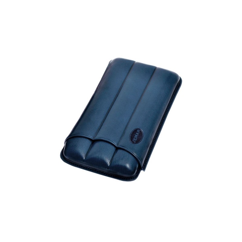 Leder-Zigarrenetui für drei 3 blaue Zigarren, Jemar-Zigarrenetui aus Leder.