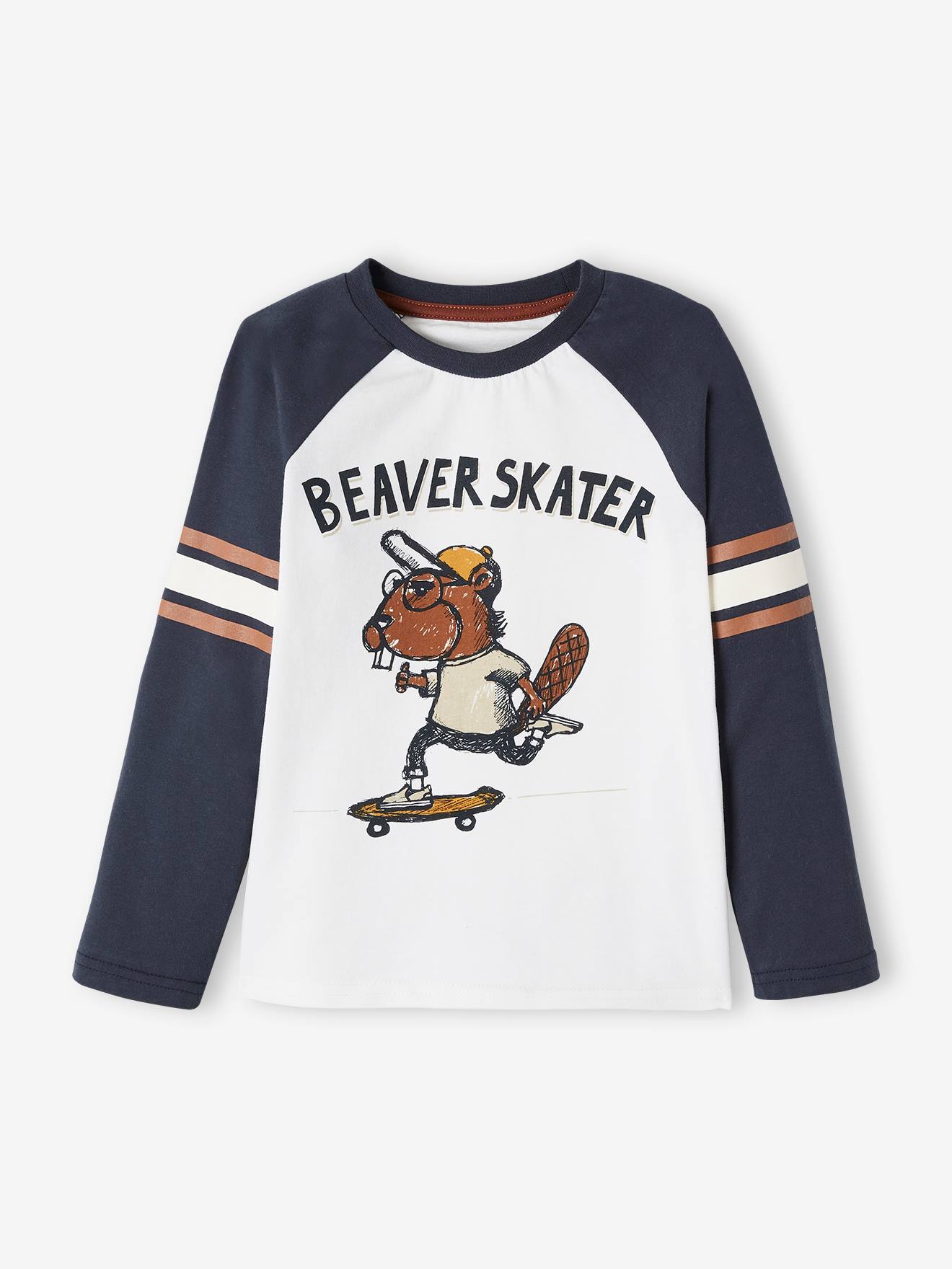 Pyjama castor garçon avec bas en flanelle bleu fonce