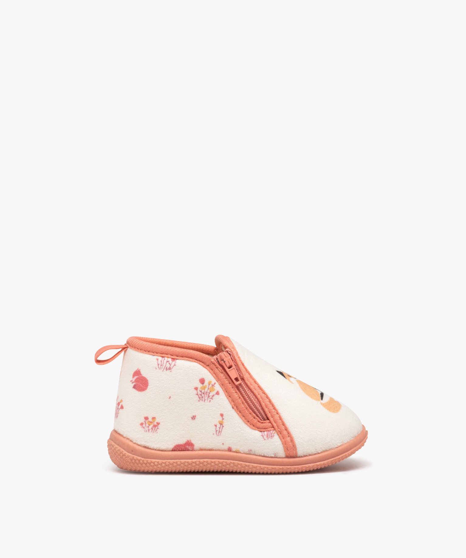 Chaussons bébé fille bottillons à zip imprimés renard rose | GEMO