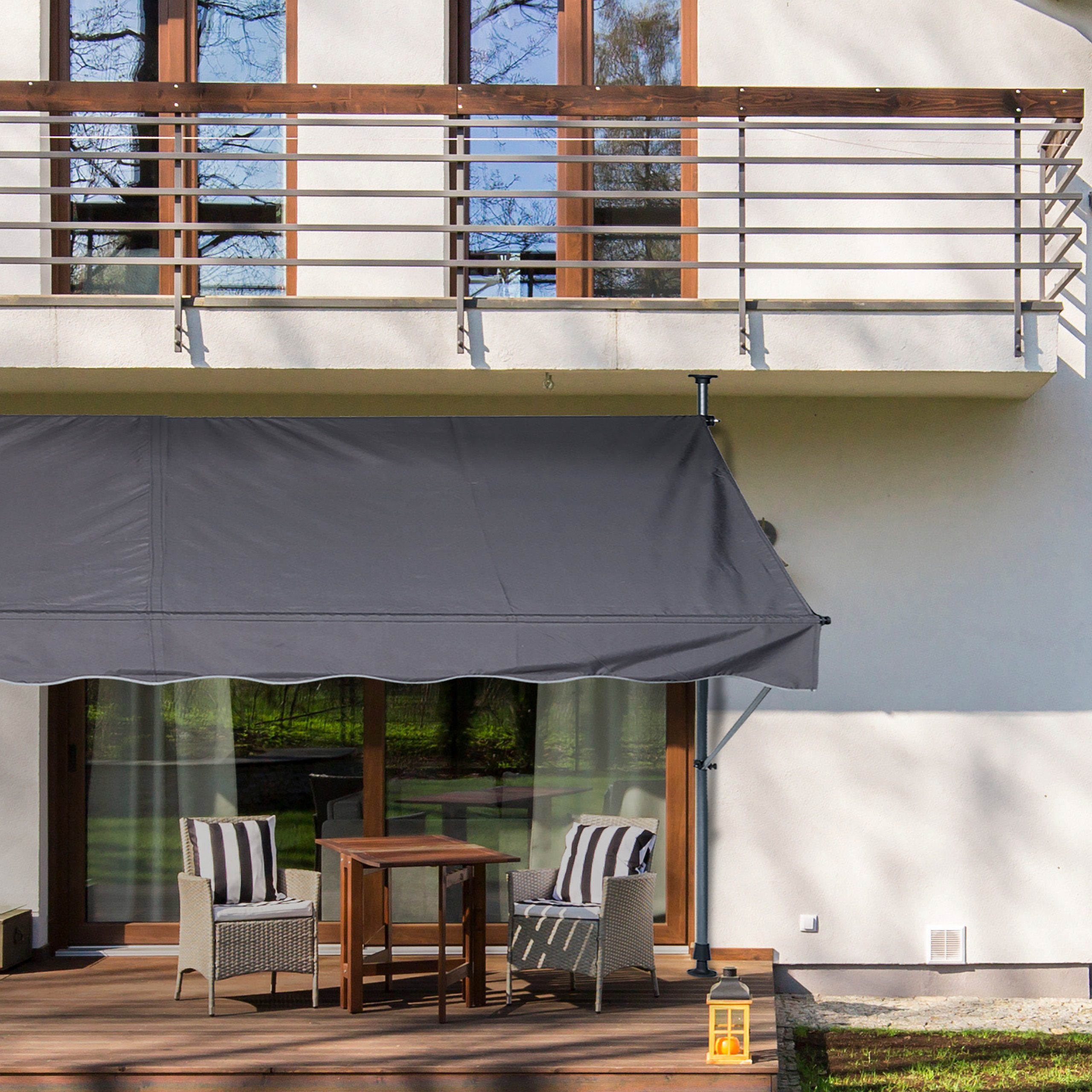 relaxdays Klemmmarkise Klemmmarkise für Balkon 350 x 120 cm