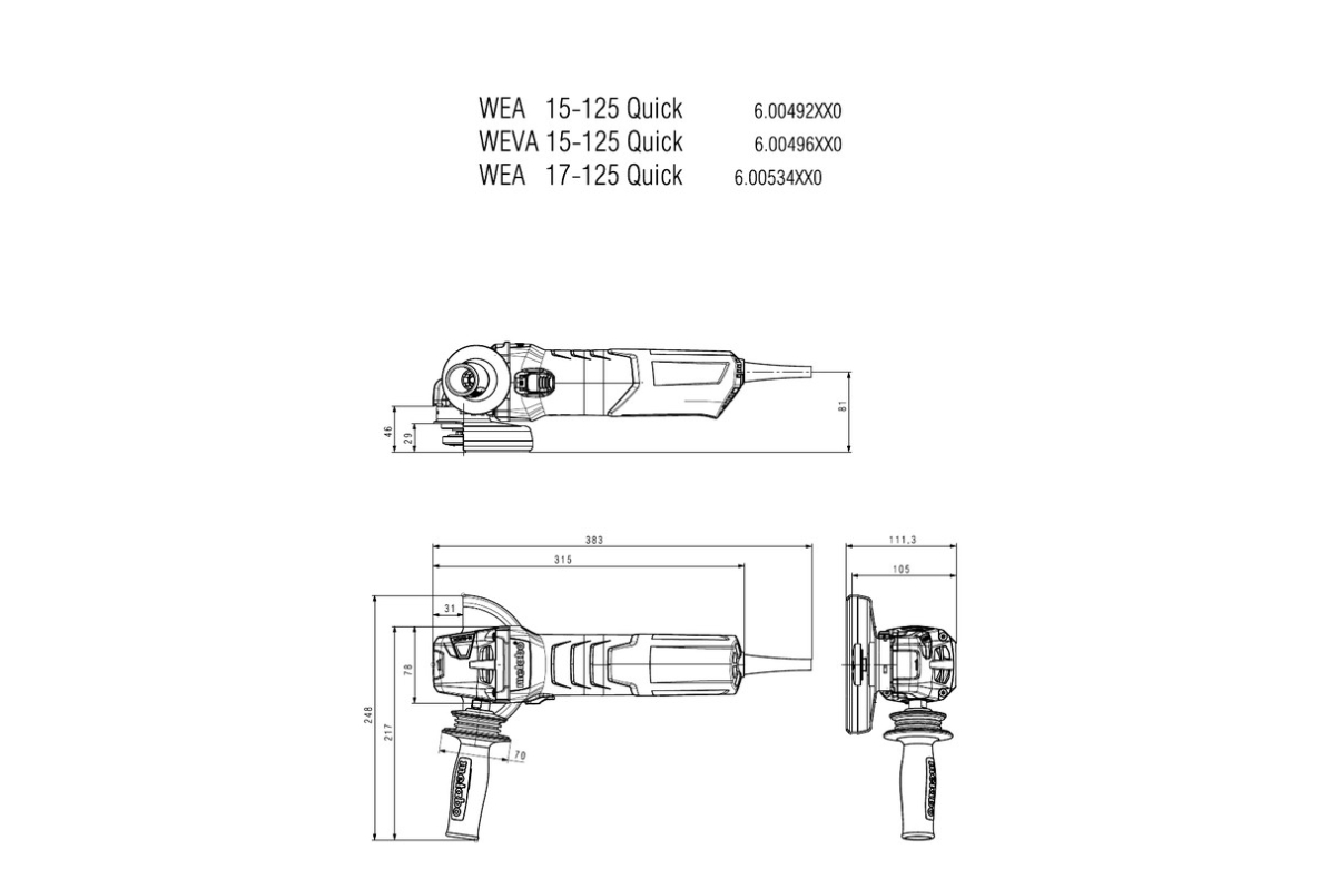 Metabo 600516000 WEV 17-125 Quick vinkelsliper 125 mm
