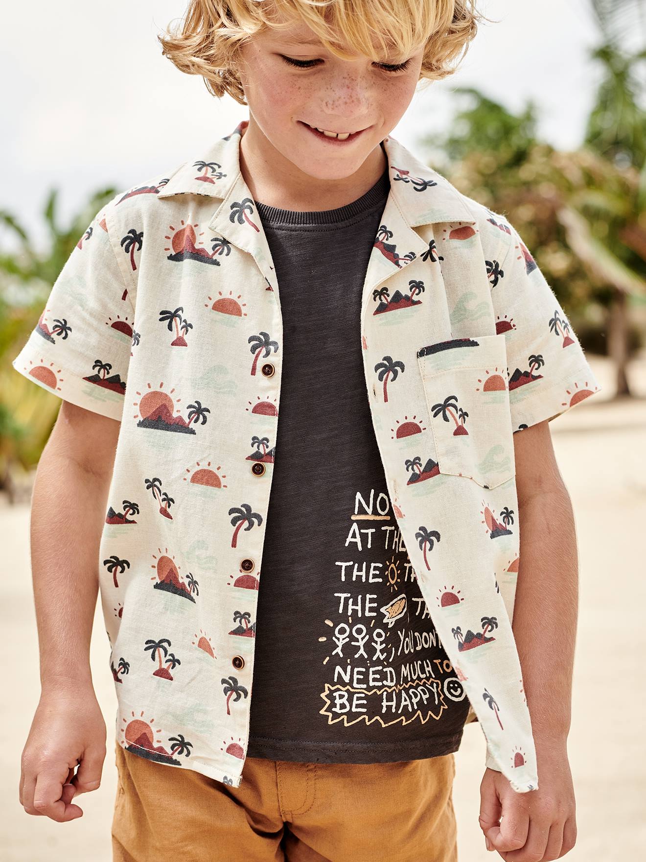 Tee-shirt motif texte surf garçon gris