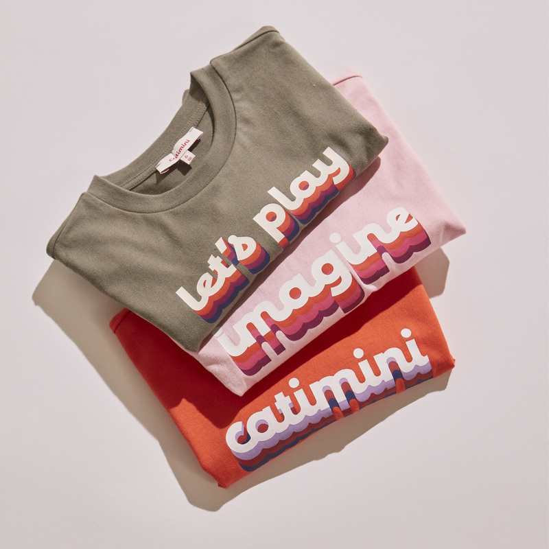 T-shirt enfant message kaki en coton recyclé vert mixte Catimini