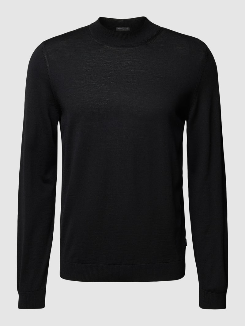 Strickpullover mit Rundhalsausschnitt Modell 'Bjarno' in schwarz