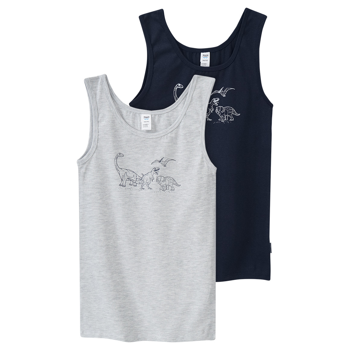 2 Jungen Unterhemden mit Dino-Motiv
