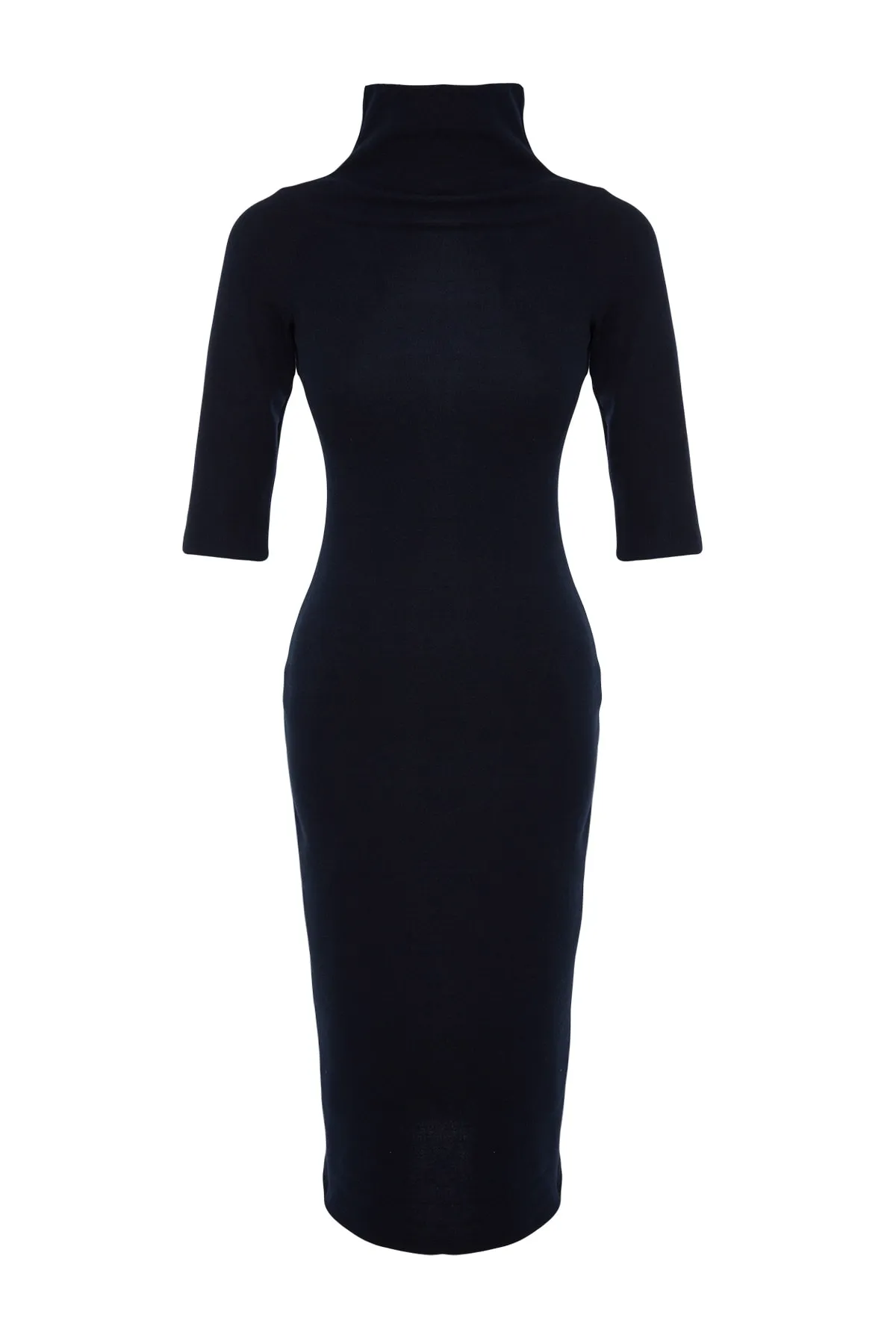 Trendyol Collection  Marineblaues, figurbetontes Strickkleid im Thessaloniki-/Strickwaren-Look mit weicher Oberfläche TWOAW24EL00150
