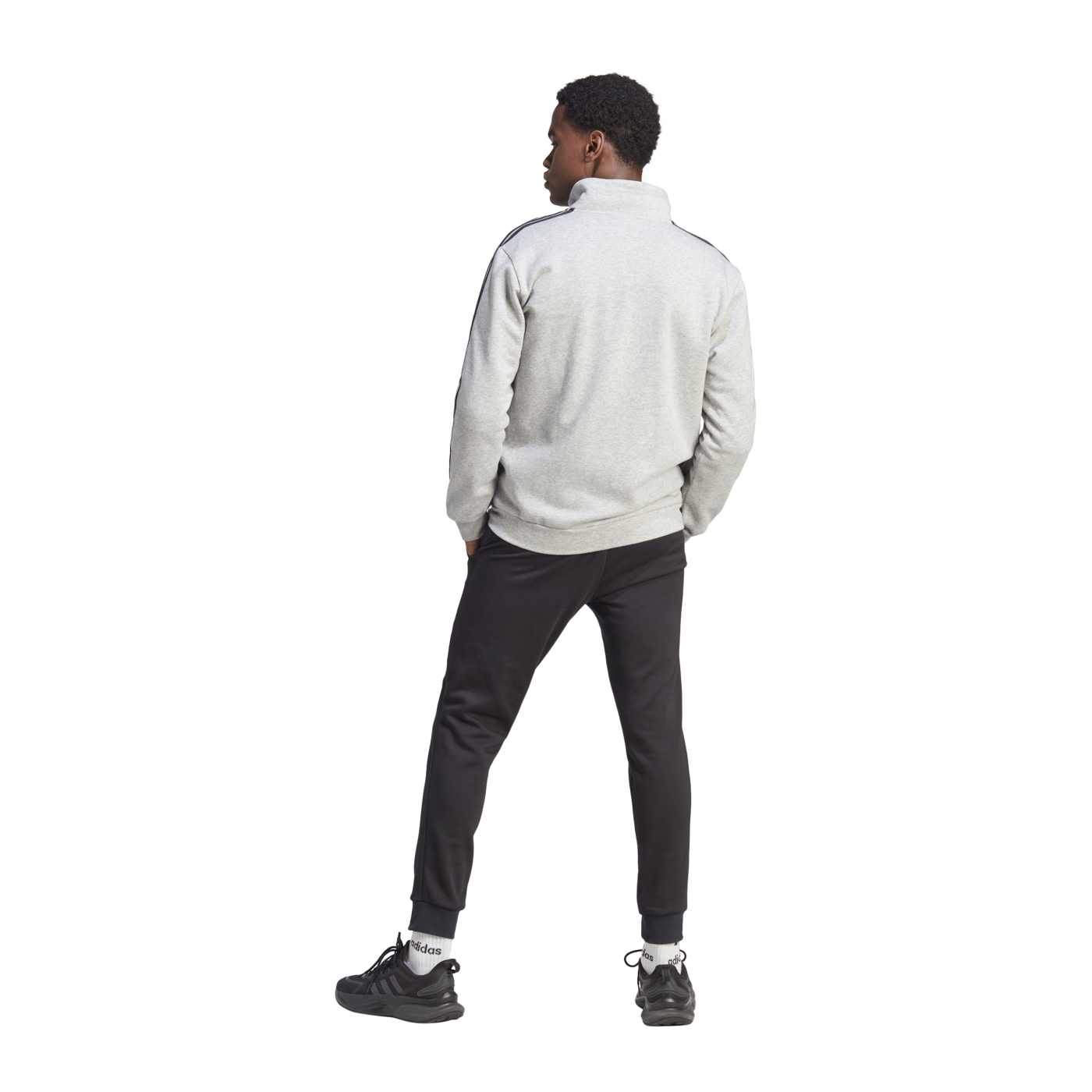 adidas Basic 3S Fleece Trainingsanzug Grau Schwarz