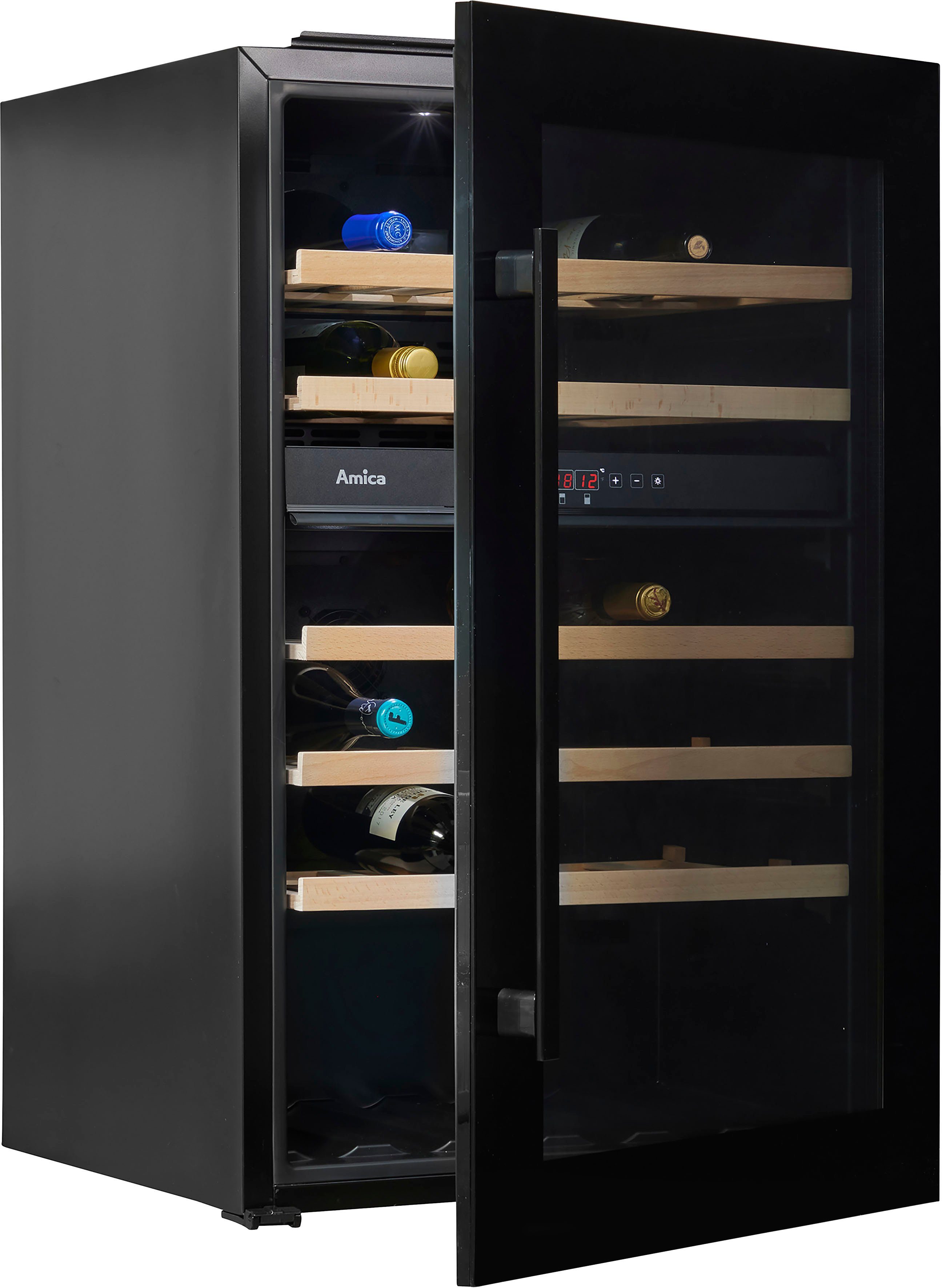Amica Einbauweinkühlschrank WK 341 220 S,für 58 Standardflaschen á 0,75l, Einbaukühlschrank