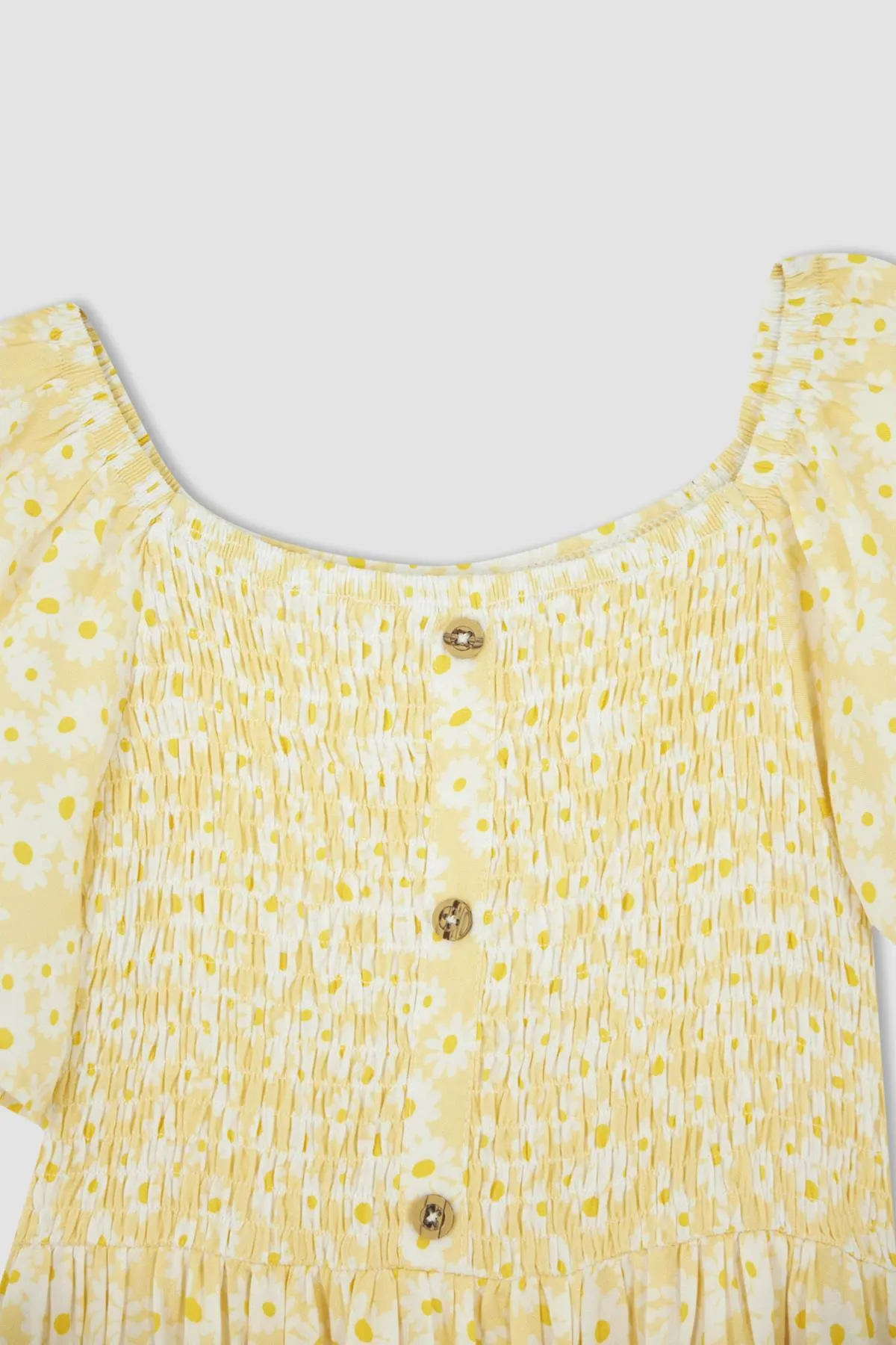 DeFacto  Mädchen Kleid aus Baumwolle und Viskose mit Blumenmuster und kurzen Ärmeln, X3662a622sm