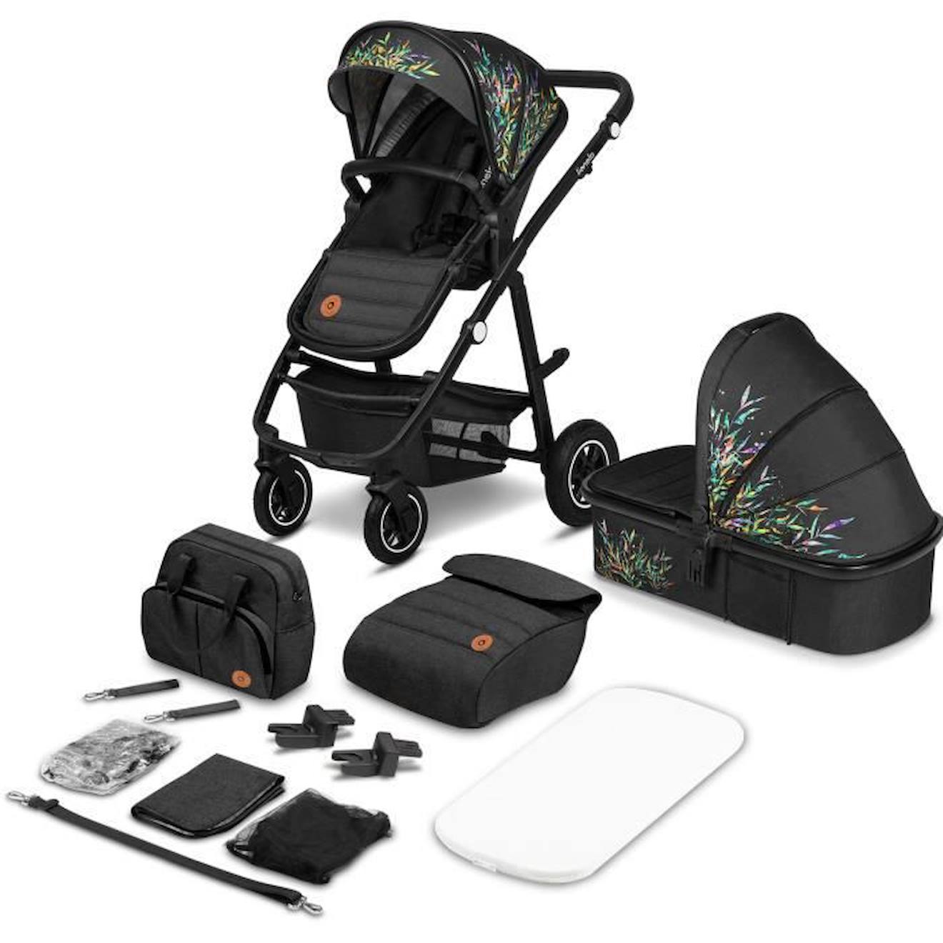 LIONELO Pack duo Poussette 2en1 bébé Amber avec nacelle sac et accessoires