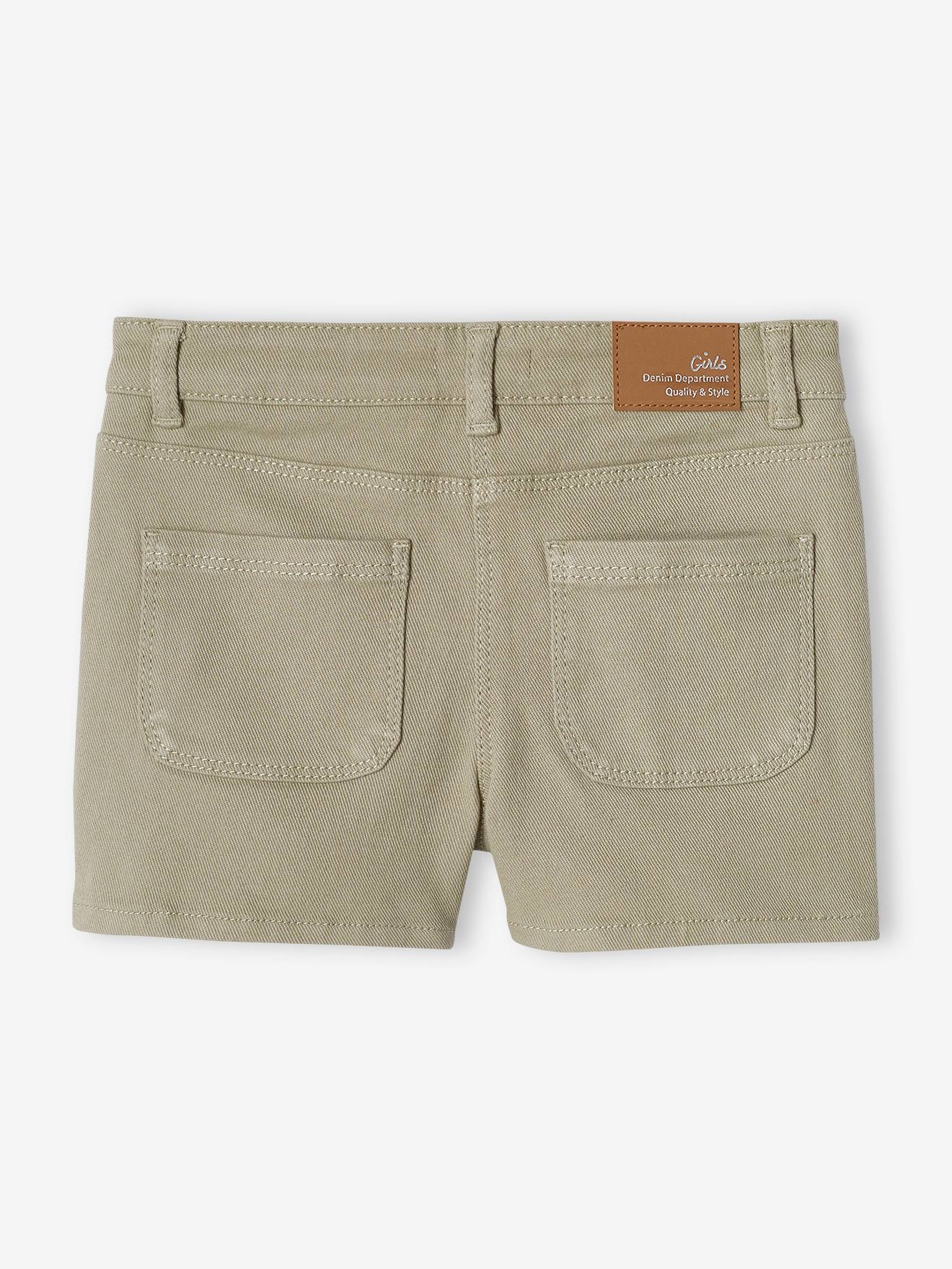 Vertbaudet Mädchen Shorts mit Glanzstickerei - moosgrün