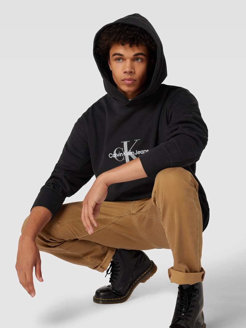 Hoodie mit Label-Stitching Modell 'ARCHIVAL MONOLOGO' in black