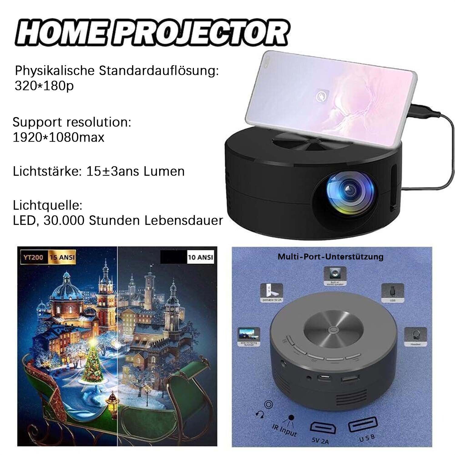 Yoyaxi Mini-Projektor LED HD 1080P Heimkino Tragbares Heimkino Portabler Projektor (Klein und tragbar, geringe Größe, leicht zu transportieren)