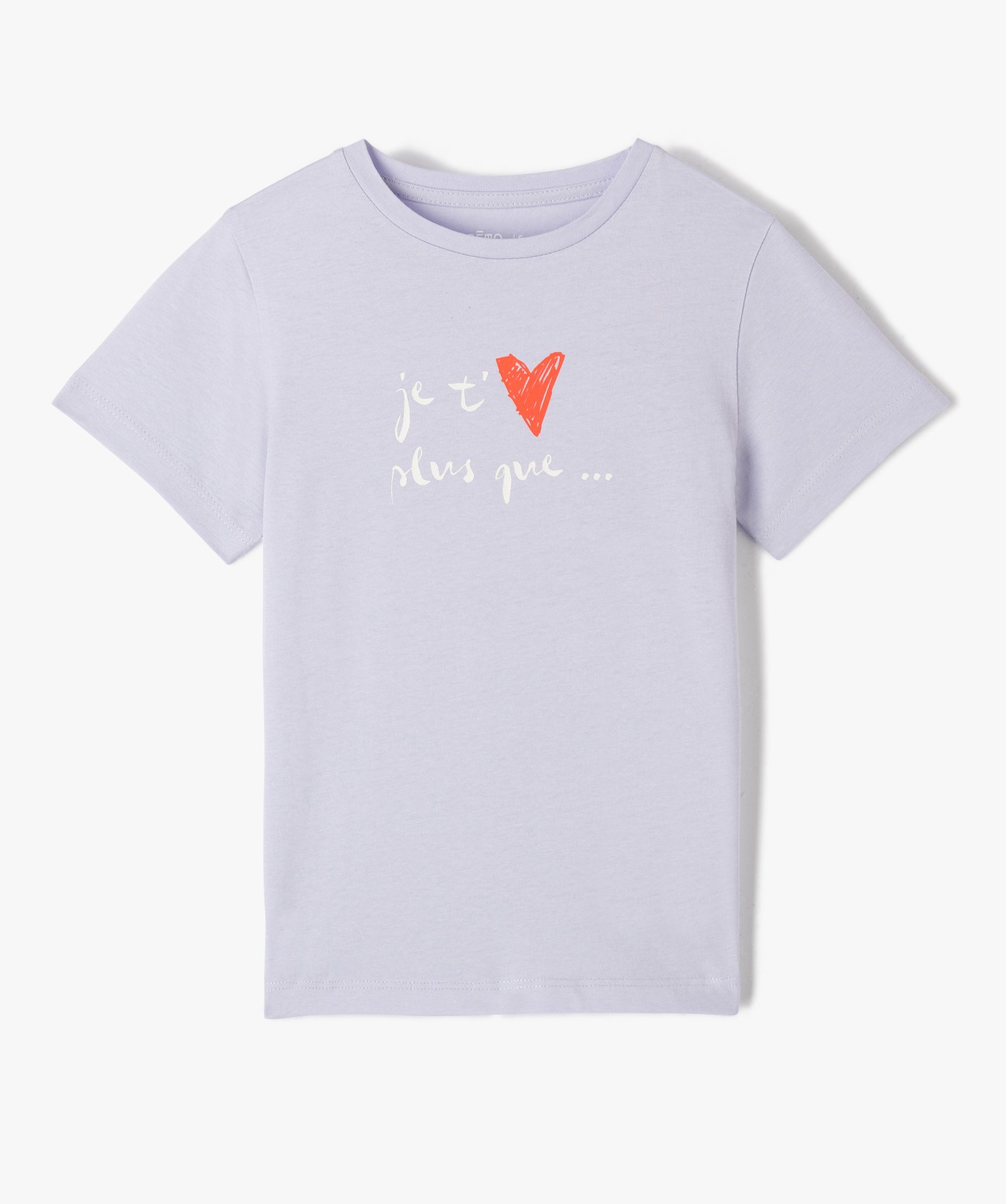 Tee-shirt enfant à manches courtes avec message violet | GEMO