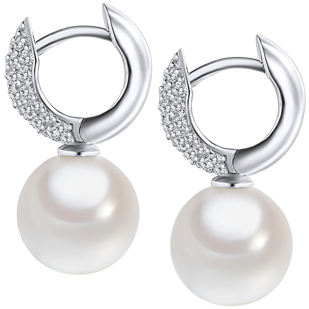 Rafaela Donata Boucles d'oreille en argent Argent sterling Oxyde de zirconium (CZ) Perles organi Boucles d'oreilles
