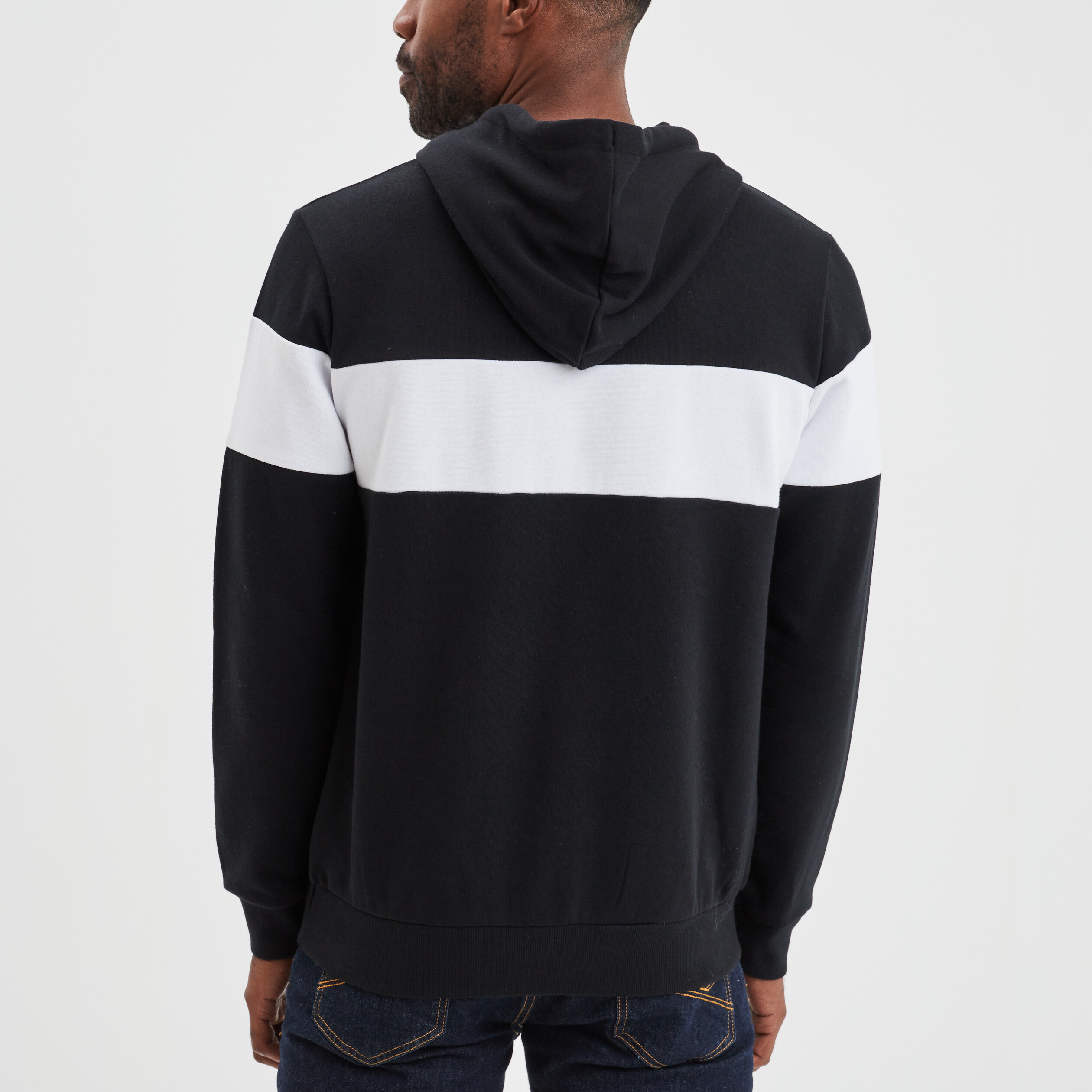 Sweat tricolor à capuche hoodie noir homme | La Halle