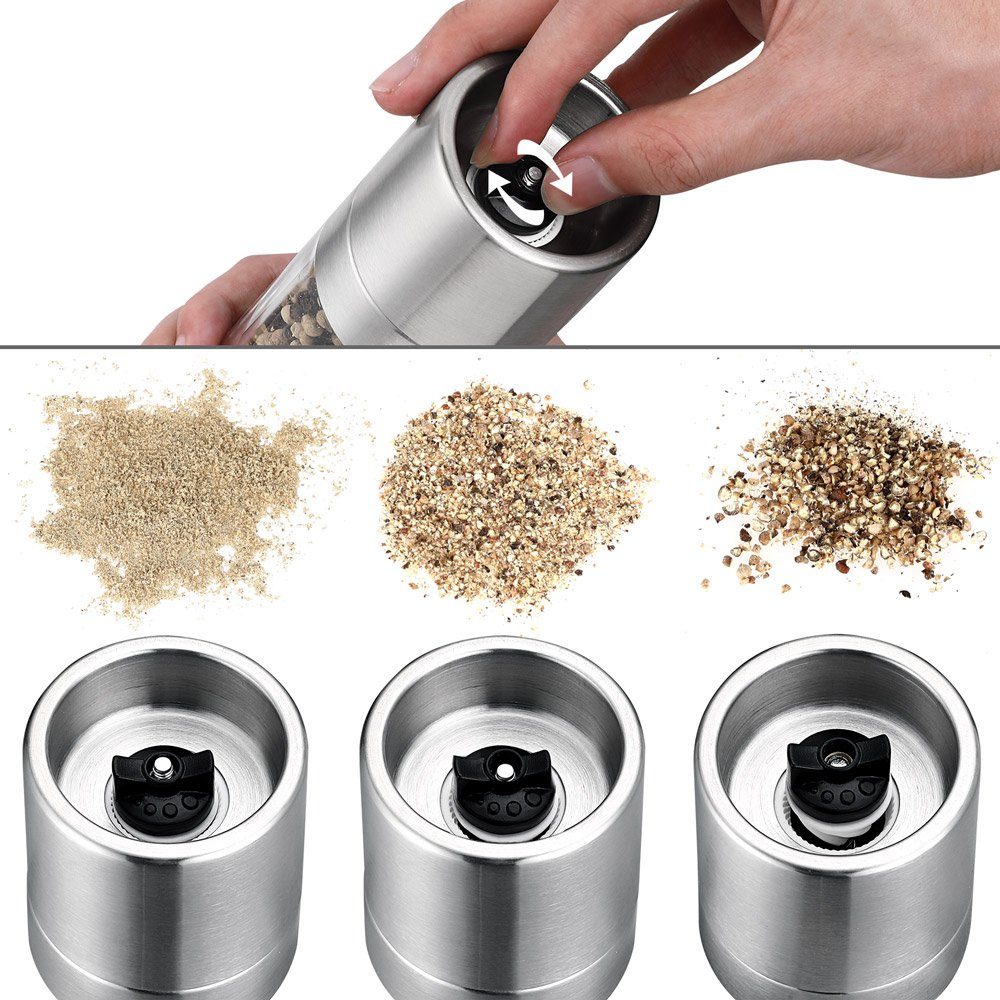 monzana Gewürzmühle, Salz und Pfeffermühle Edelstahl Manuell Gewürzmühle 2in1