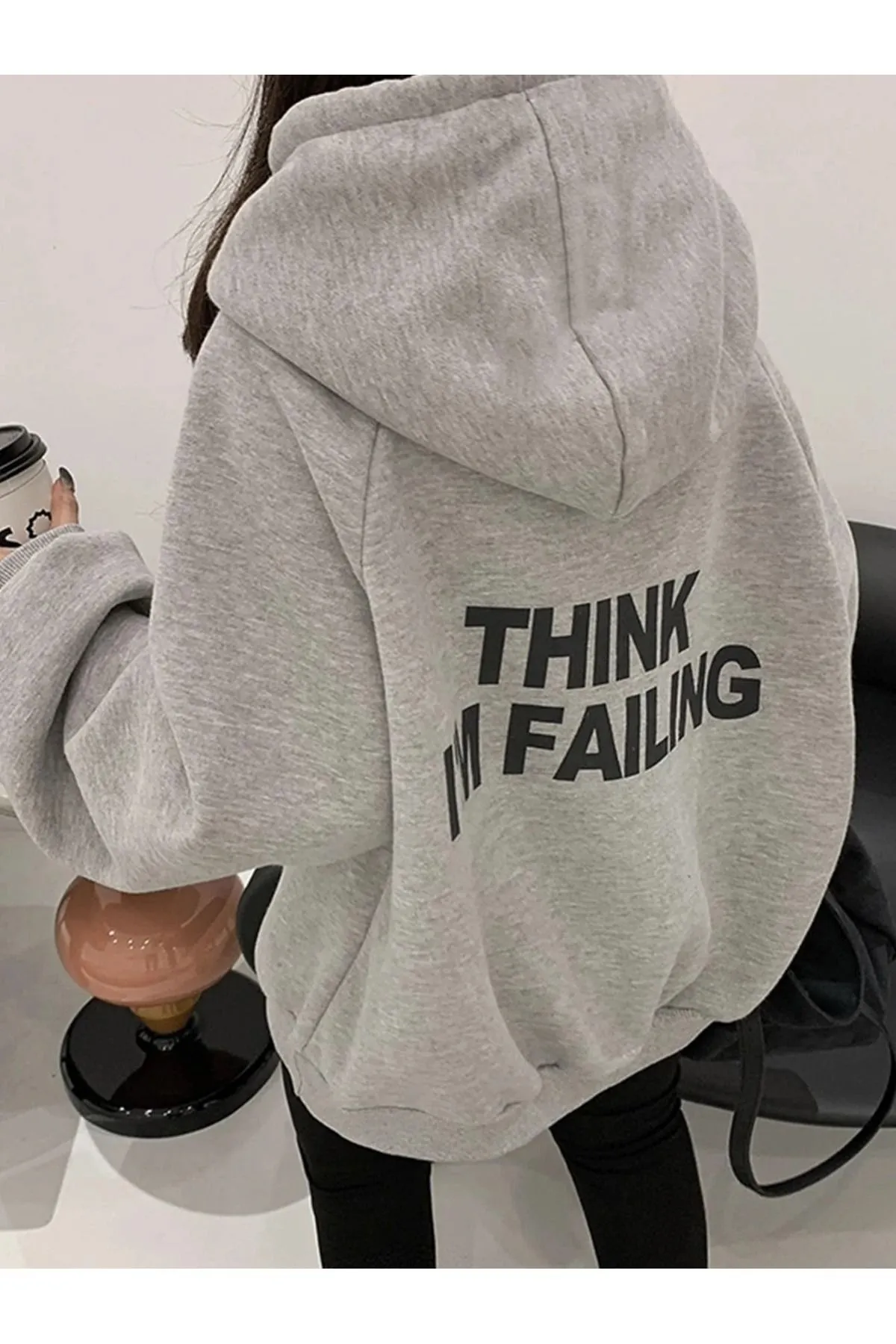Know  Graues Damen-Sweatshirt mit Print in Übergröße M
