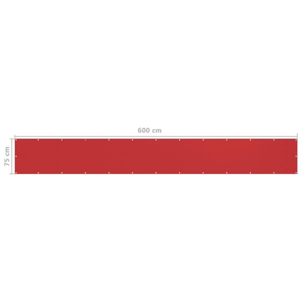 vidaXL Balkonsichtschutz Balkon-Sichtschutz Rot 75x600 cm HDPE