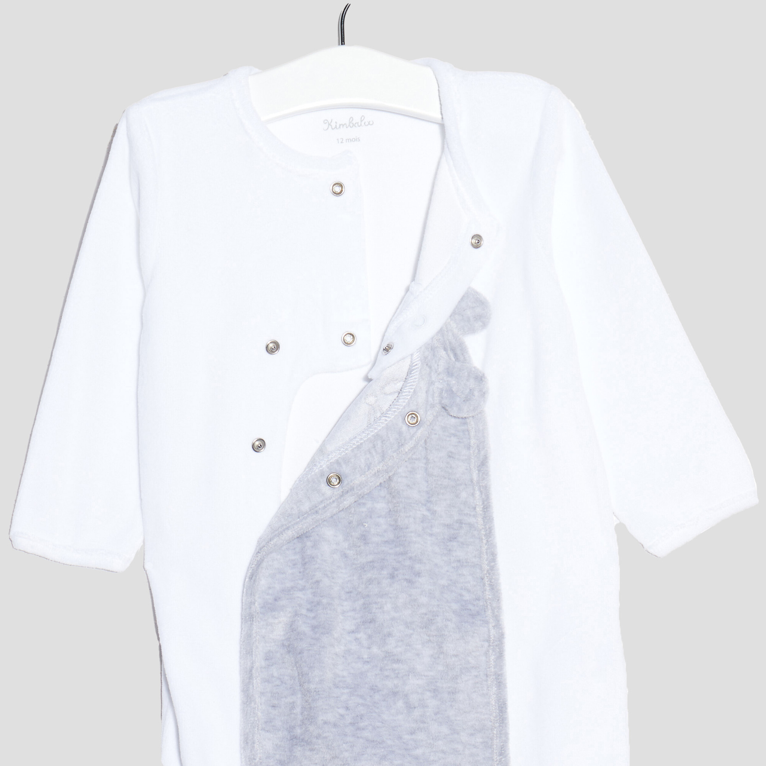 Dors-bien velours manches longues blanc mixte | La Halle