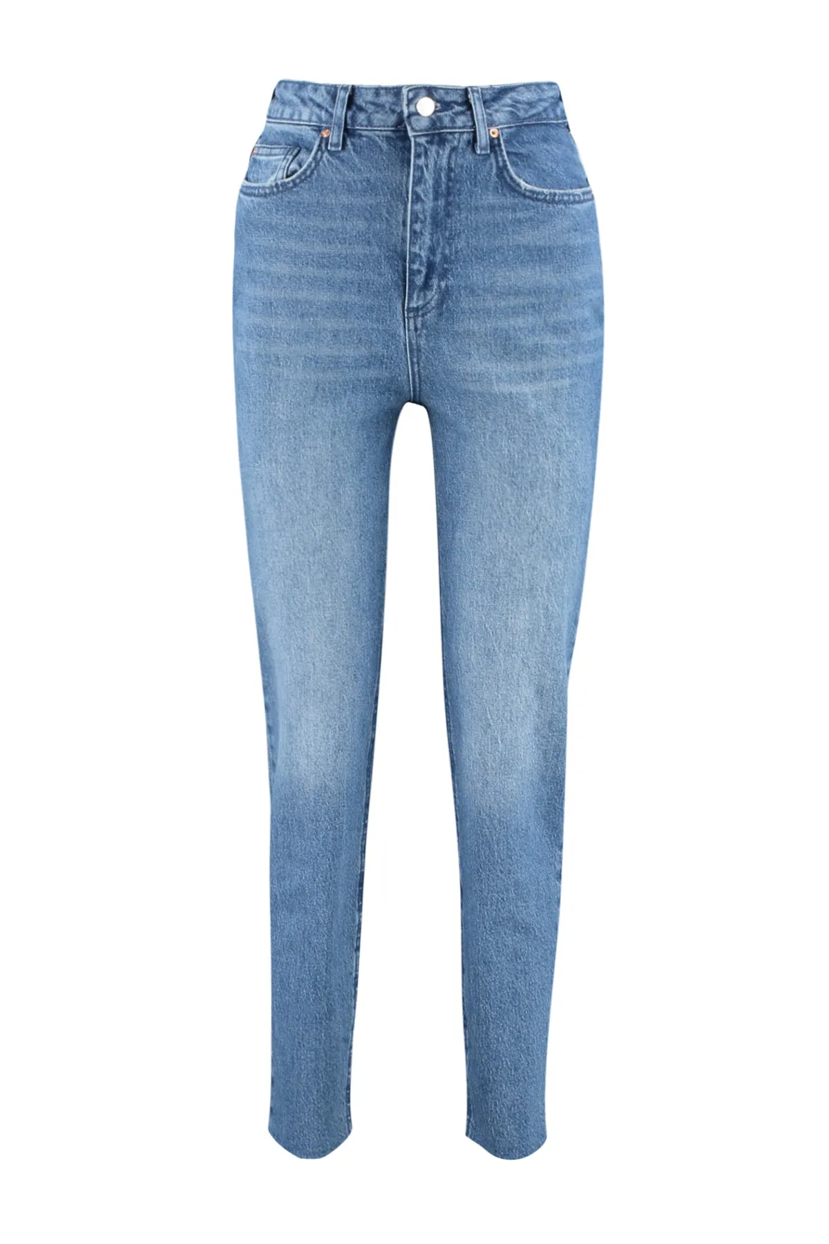 Trendyol Collection  Blaue Slim-Mom-Jeans mit hoher Taille TWOSS23JE00094