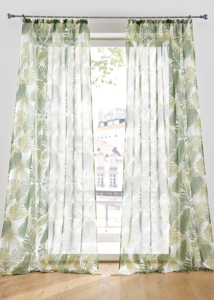Gardine mit Blätter Druck (1er Pack)