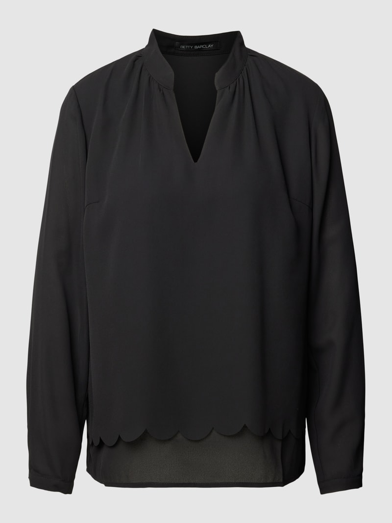 Bluse mit Tunikakragen in schwarz