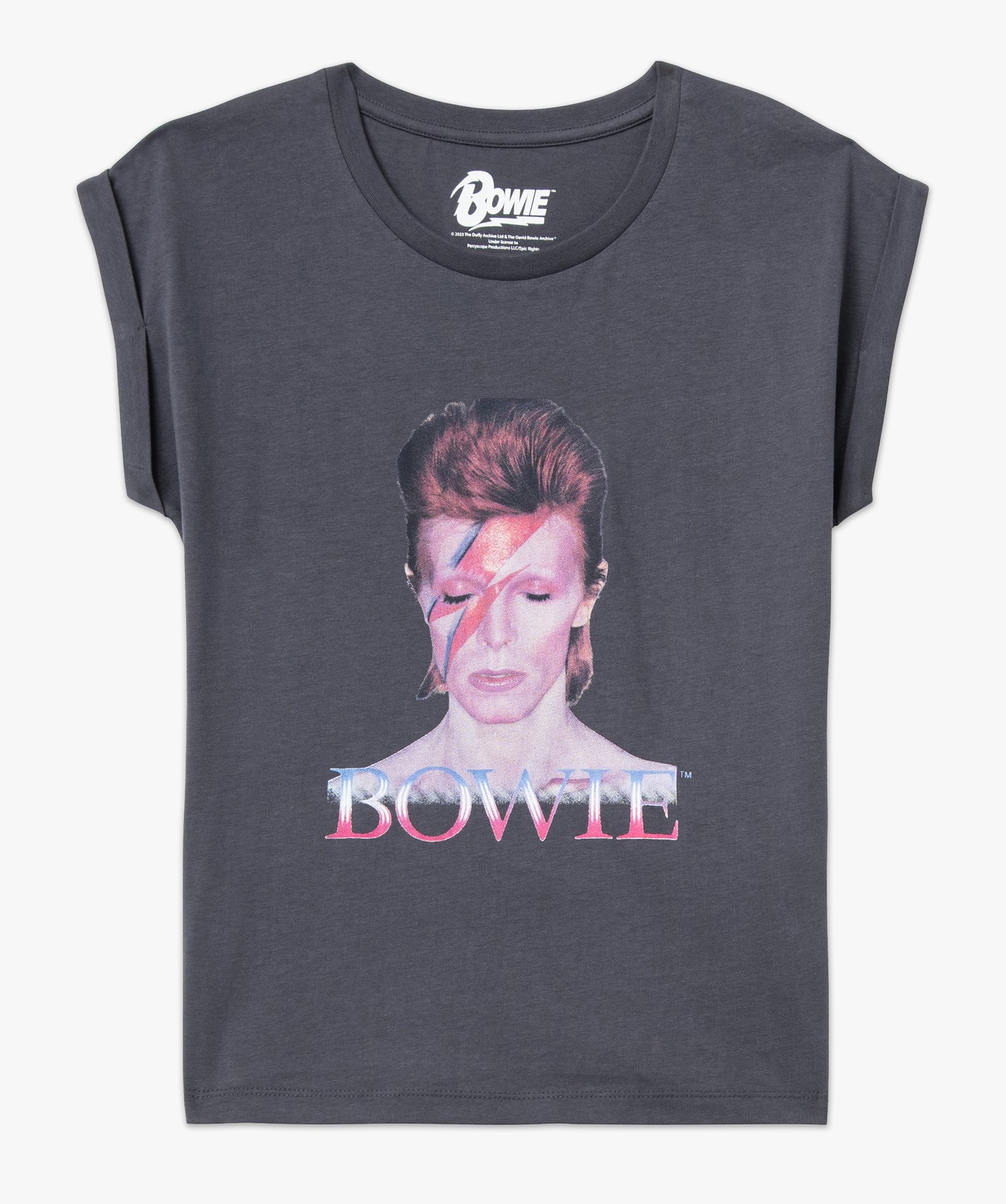 Tee-shirt manches courtes à revers imprimé femme - David B... noir | GEMO
