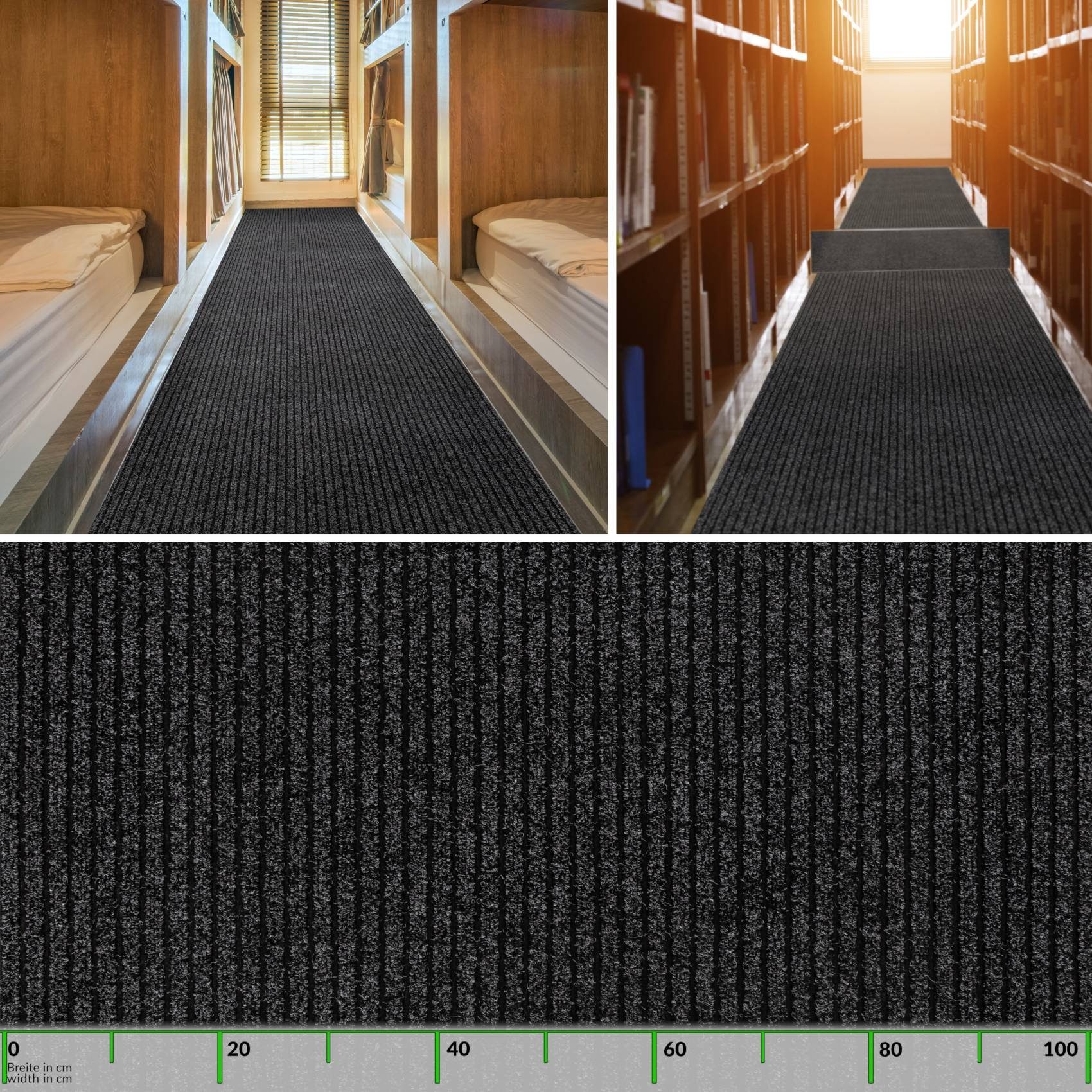 Läufer Flurläufer Fußmatte Teppichläufer Textil Vorleger Läufer MiISCHA Breit, ANRO, Rechteckig, Höhe: 3 mm, Textil