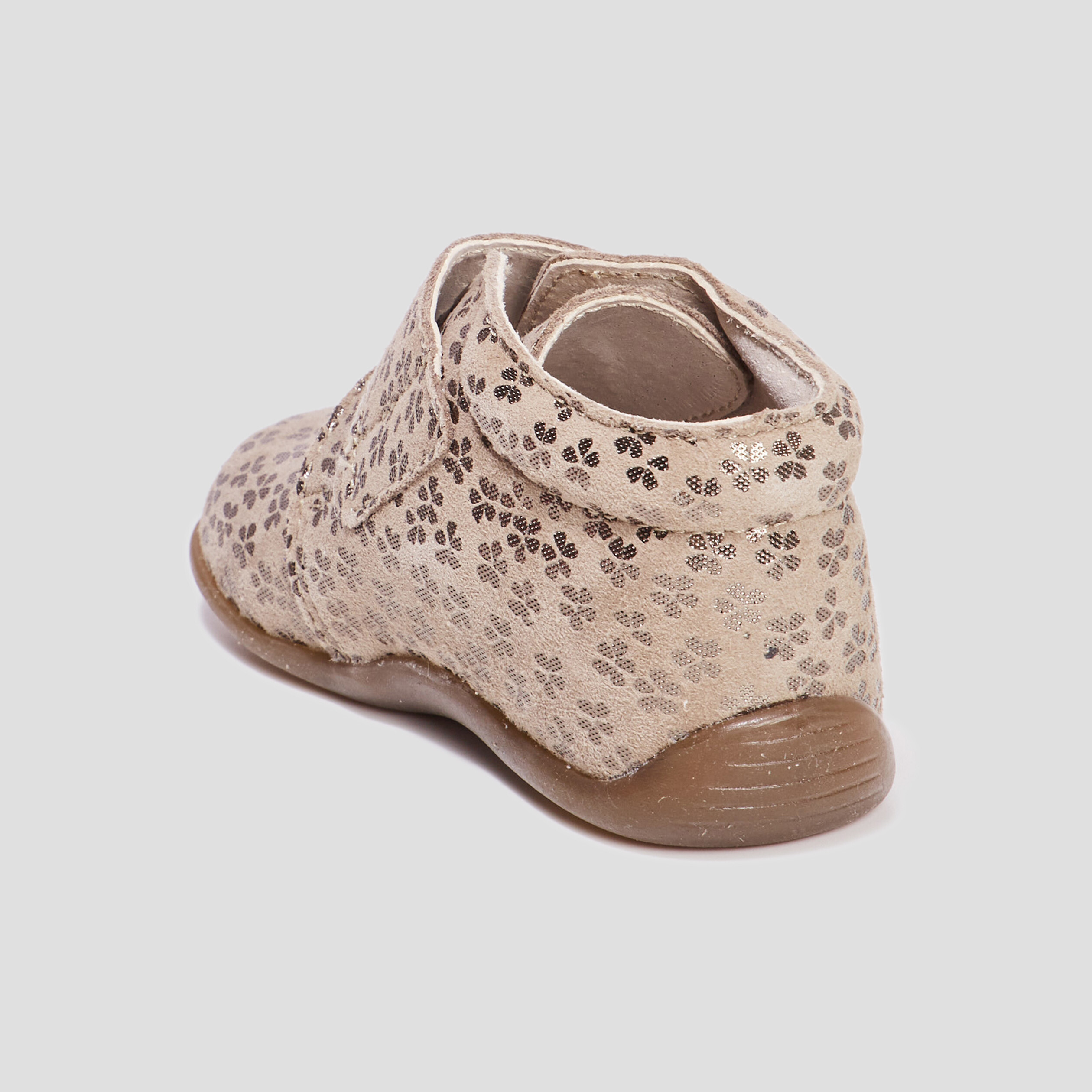 Bottillons à scratchs en cuir marron bébé fille | La Halle