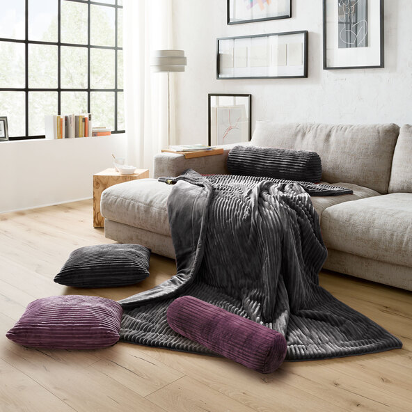 Wohndecke in Cord-Optik, anthrazit