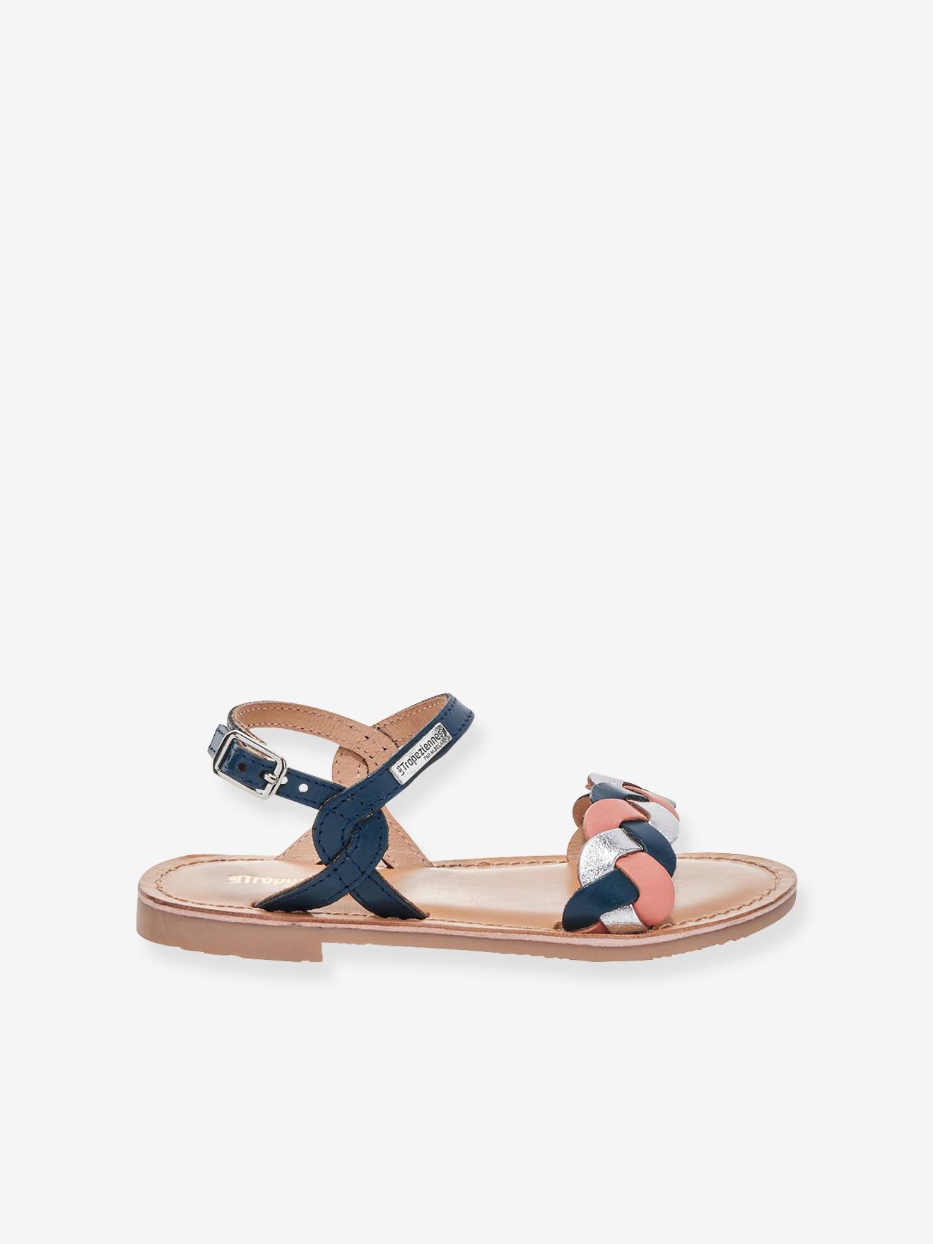 Sandales cuir enfant Bonbon LES TROPEZIENNES® PAR M. BELARBI bleu imprimé
