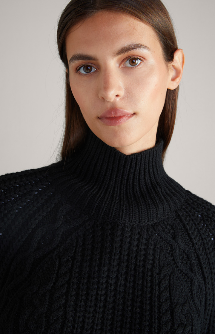 Schurwoll-Mix-Pullover in Schwarz