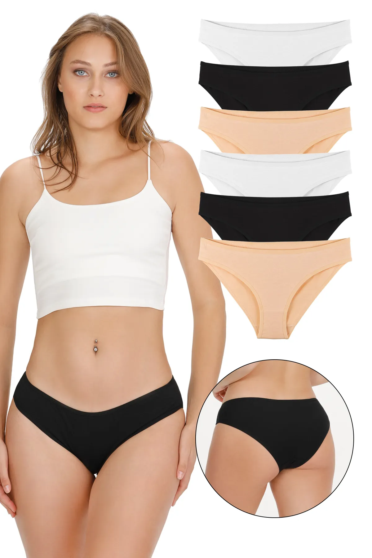 Sensu  6-teiliges Slip-Höschen für Damen mit elastischem Bund