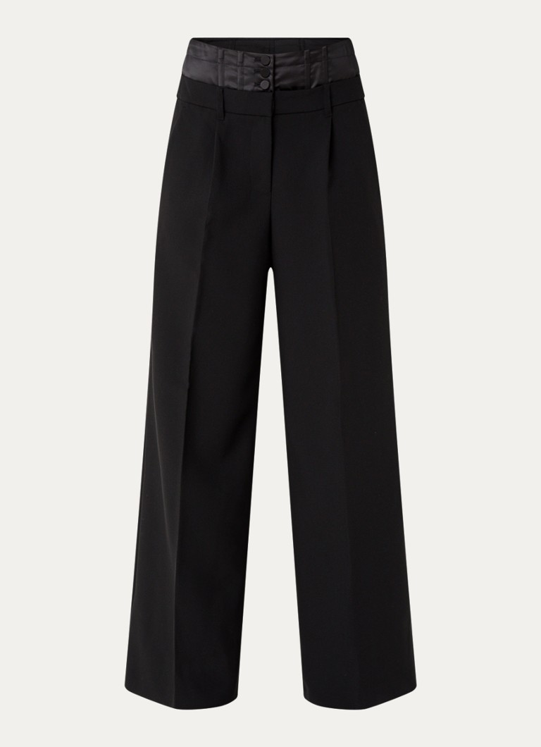 French Connection  Gemma Carey high waist wide fit pantalon met details van satijn