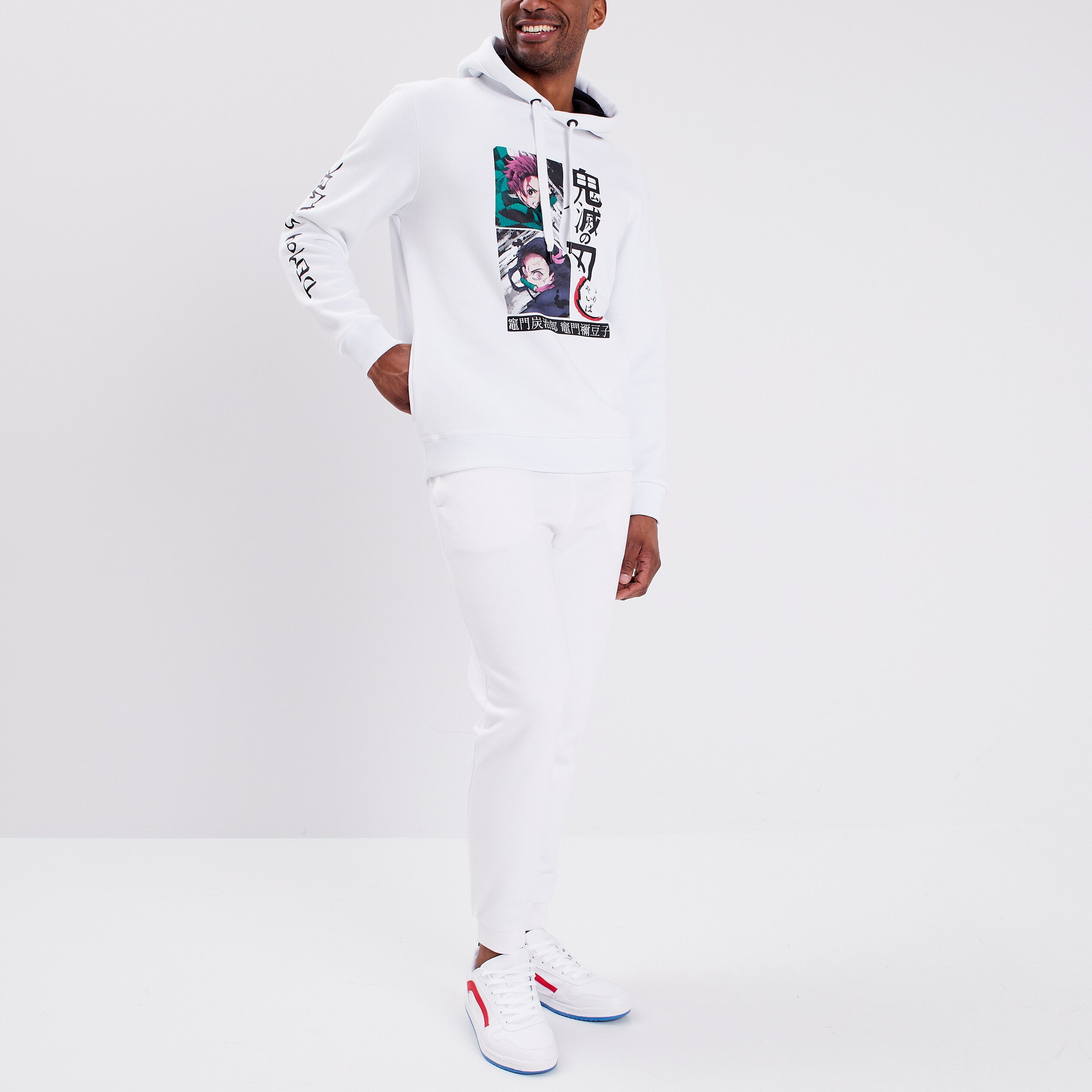 Sweat à capuche hoodie Demon Slayer blanc homme | La Halle