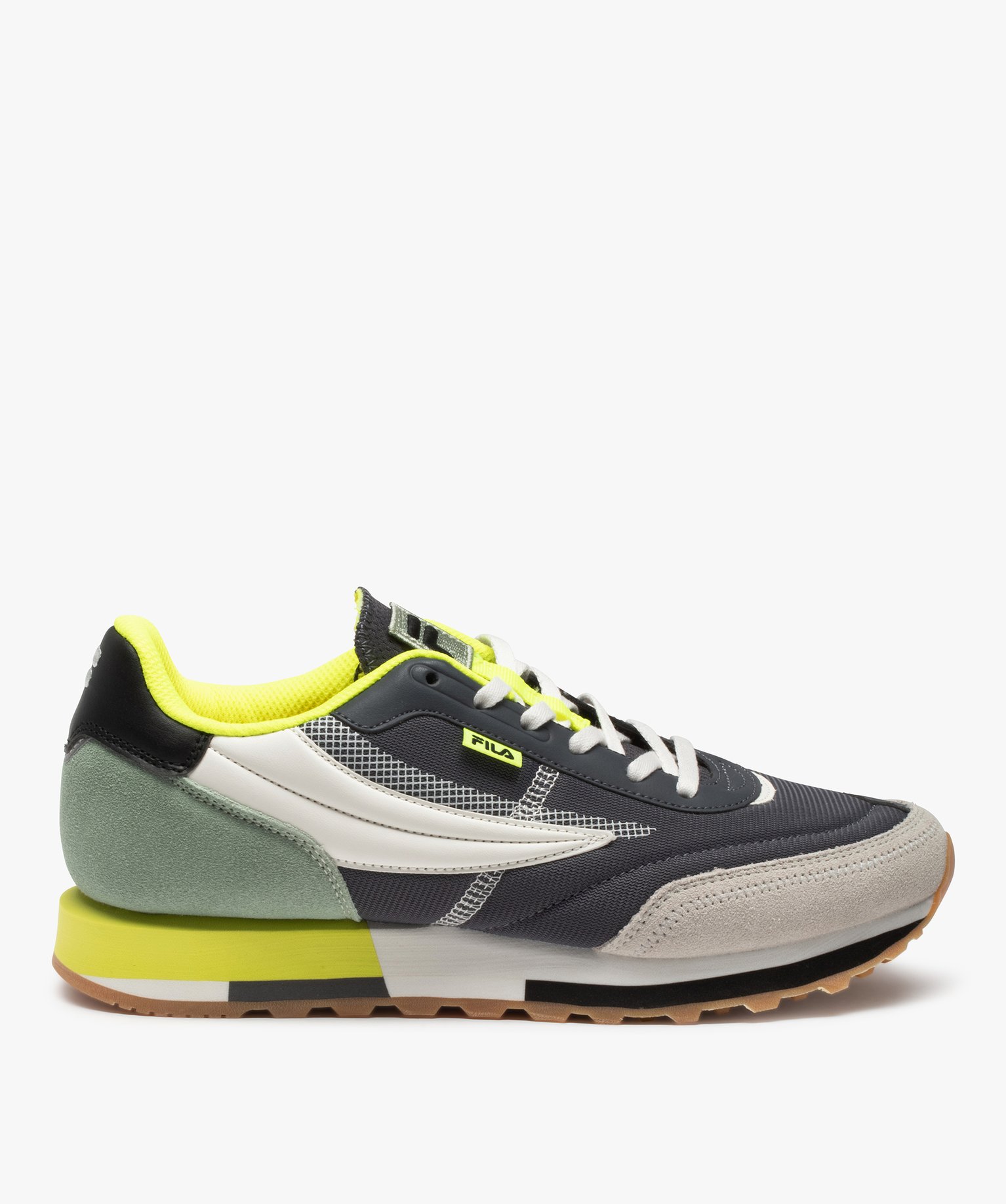 Baskets homme retro running détails fluo - Fila Retronique gris | GEMO